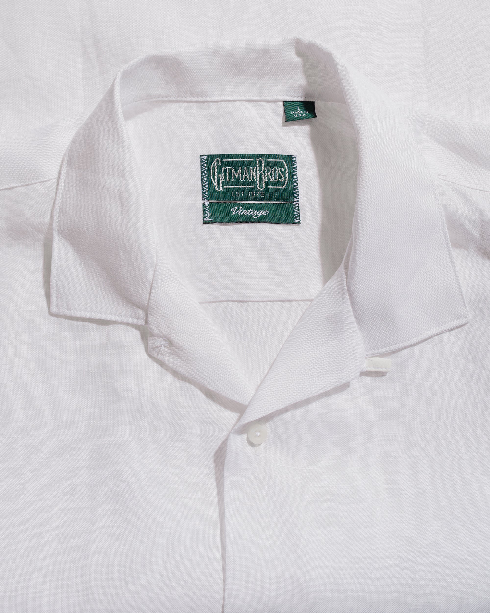 Gitman Vintage Bros. White Linen Short Sleeve Camp Shirt - Image 5