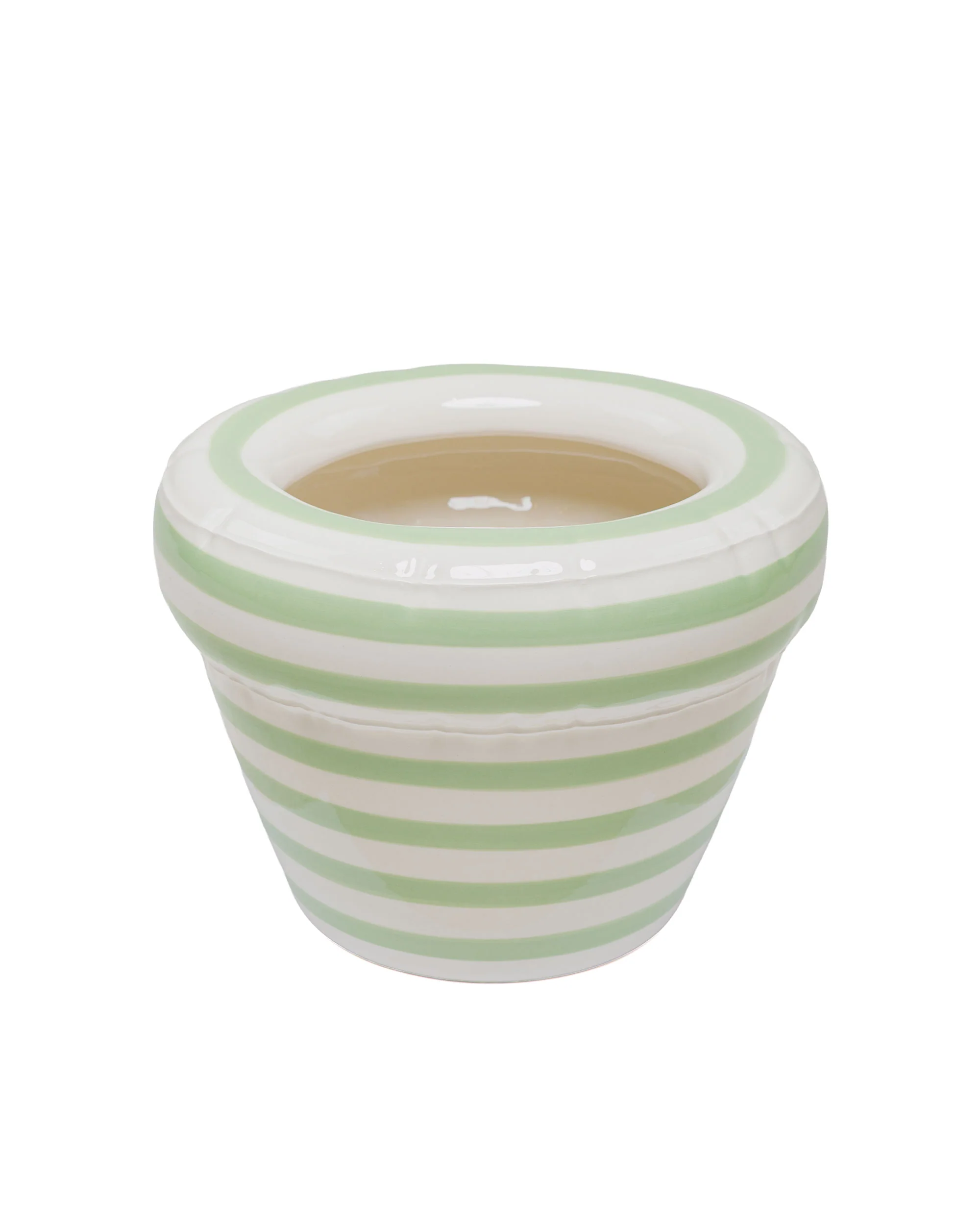 Home Studyo Planter 'Pierre' Stripes Pistache Gloss - Image 2