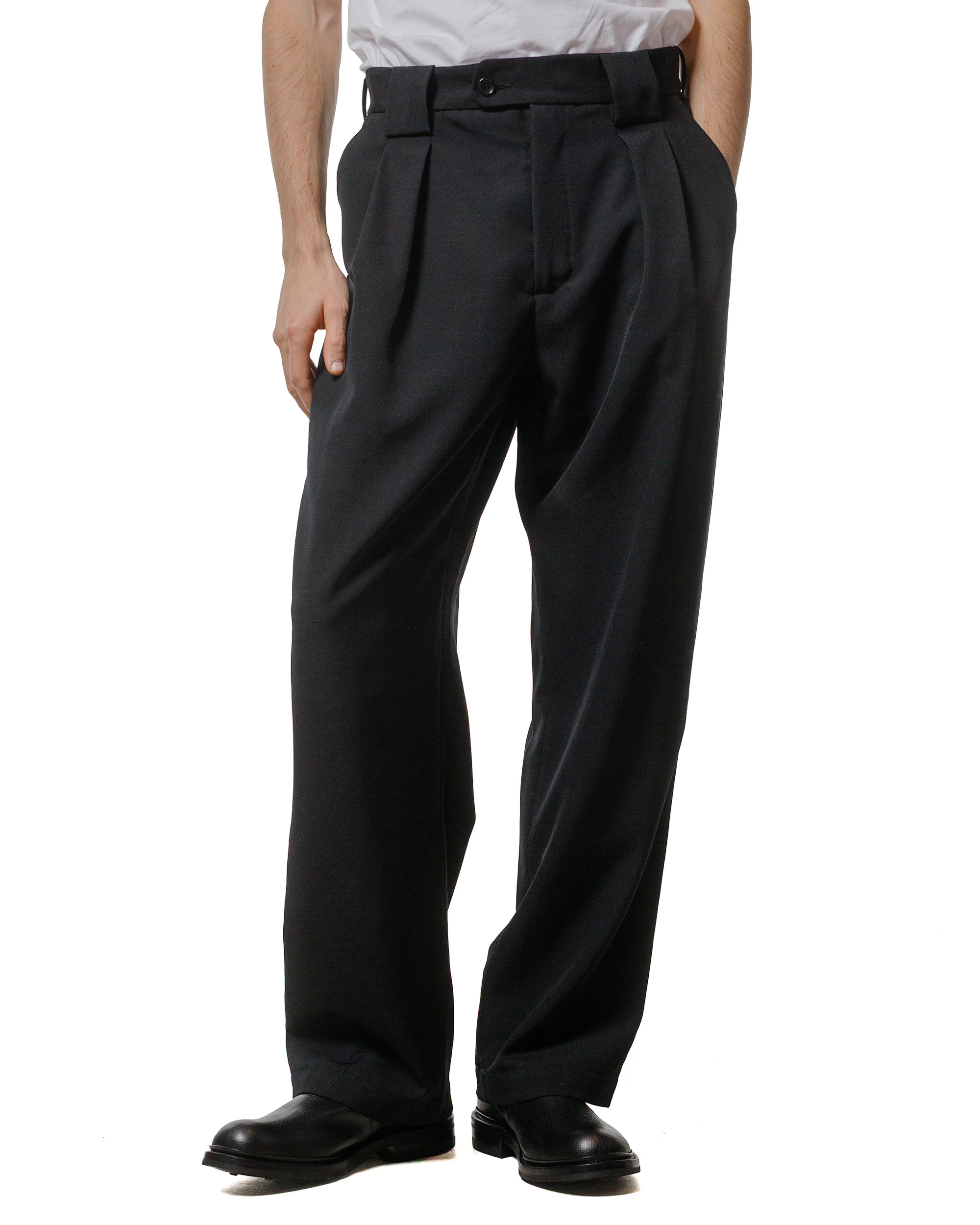 James Coward Mercado Trouser Black Wool Gabardine - Image 2