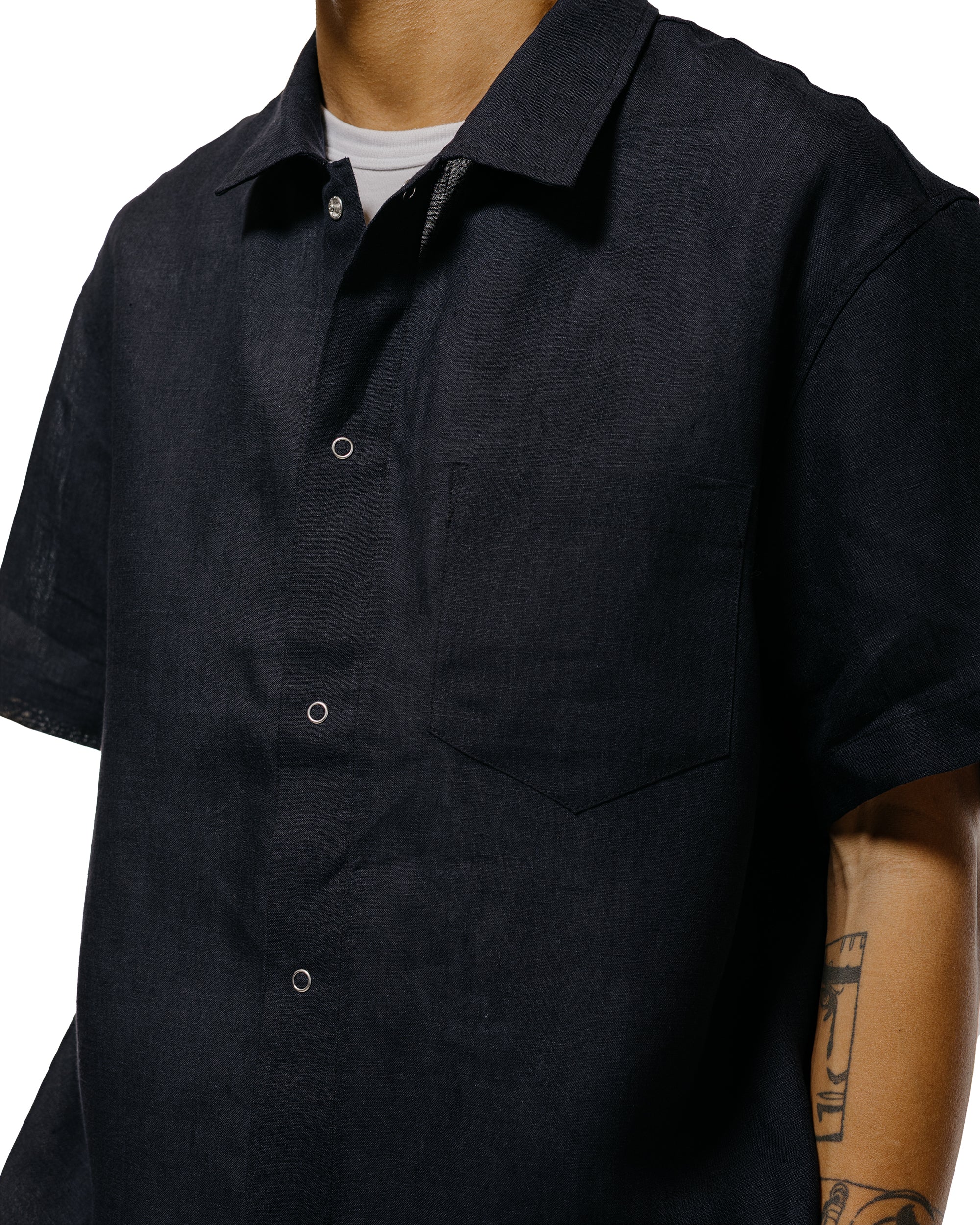 James Coward Sundown Shirt Black Lightweight Belgian Linen - Image 3
