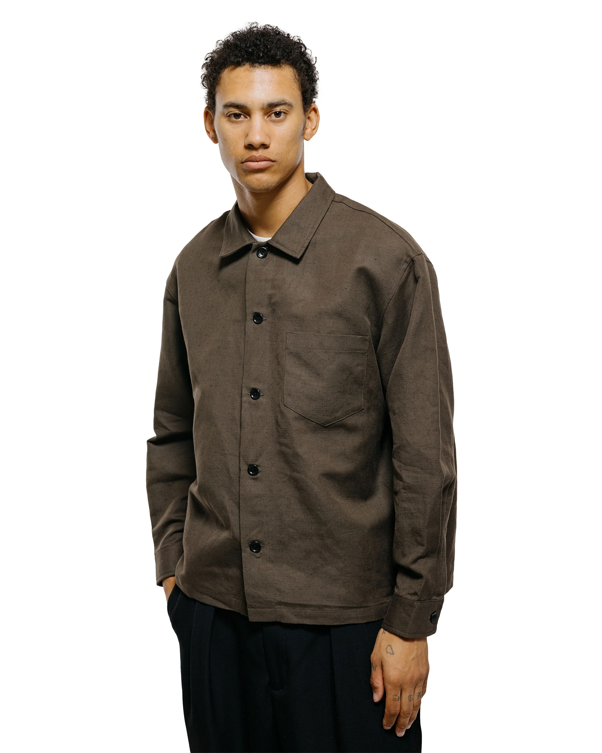 James Coward Travail Shirt Coffee Grounds Belgian Linen - Image 2