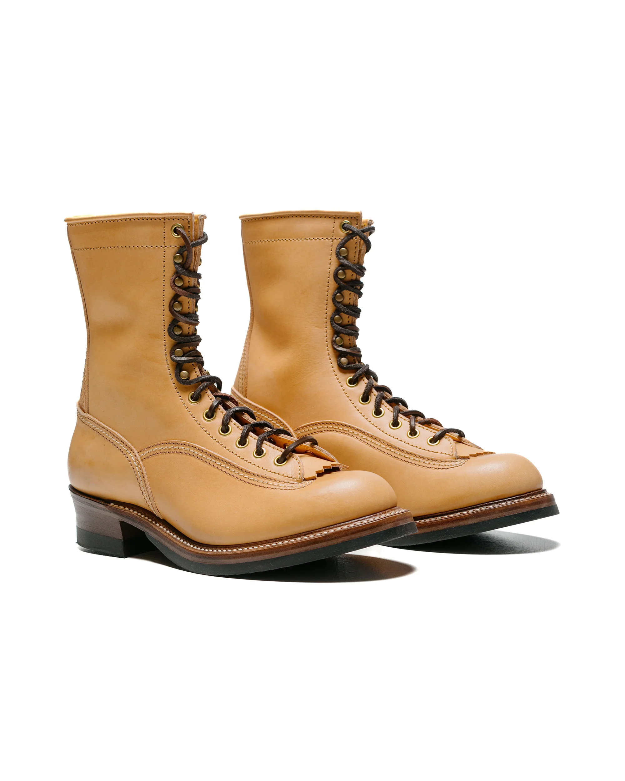 John Lofgren Bootmaker Donkey Puncher Boots 8" Badalassi Carlo Vegetable Tanned Leather Bone - Image 2