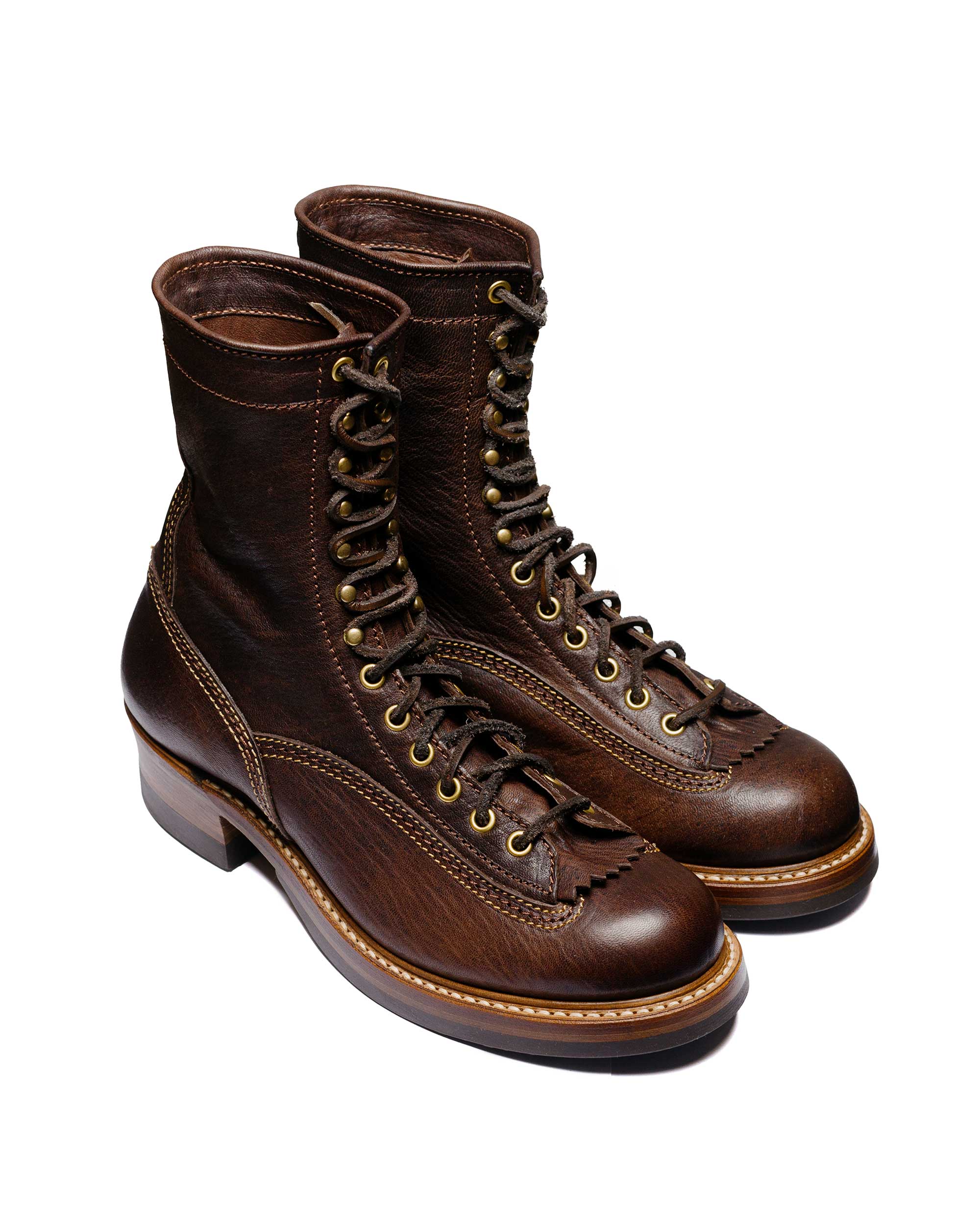 John Lofgren Bootmaker Donkey Puncher Boots 8" Ezo Shika Deerskin Burnt Dark Brown - Image 2