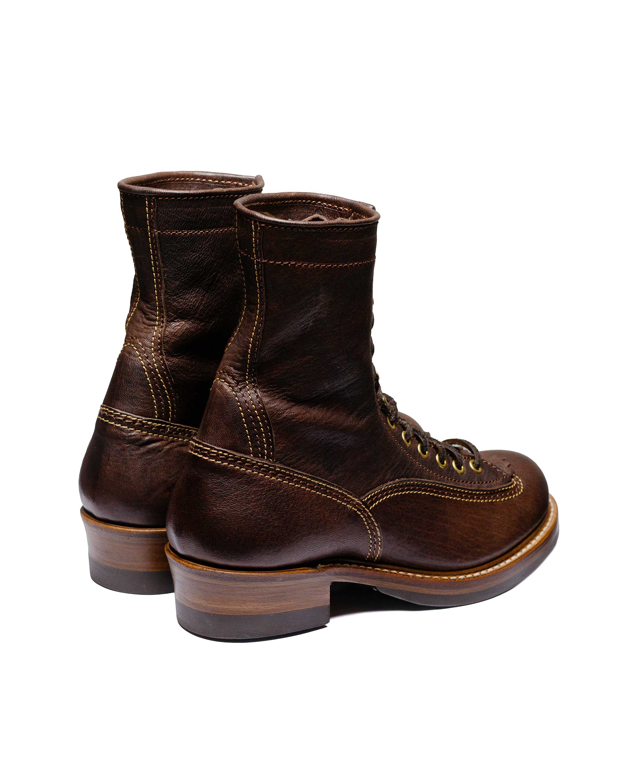 John Lofgren Bootmaker Donkey Puncher Boots 8" Ezo Shika Deerskin Burnt Dark Brown - Image 3