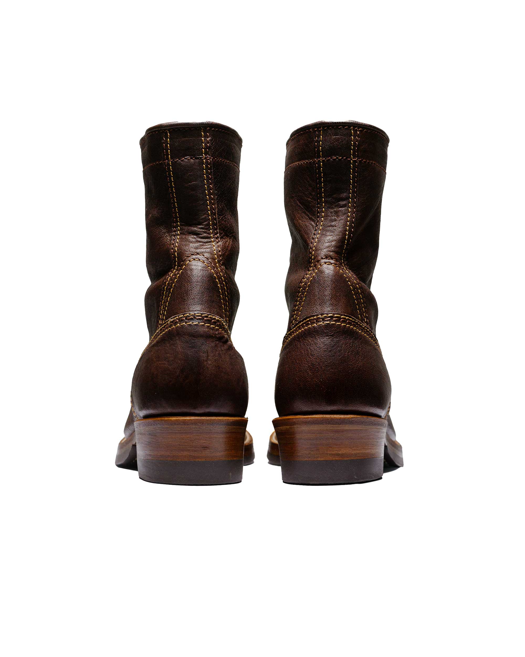 John Lofgren Bootmaker Donkey Puncher Boots 8" Ezo Shika Deerskin Burnt Dark Brown - Image 4
