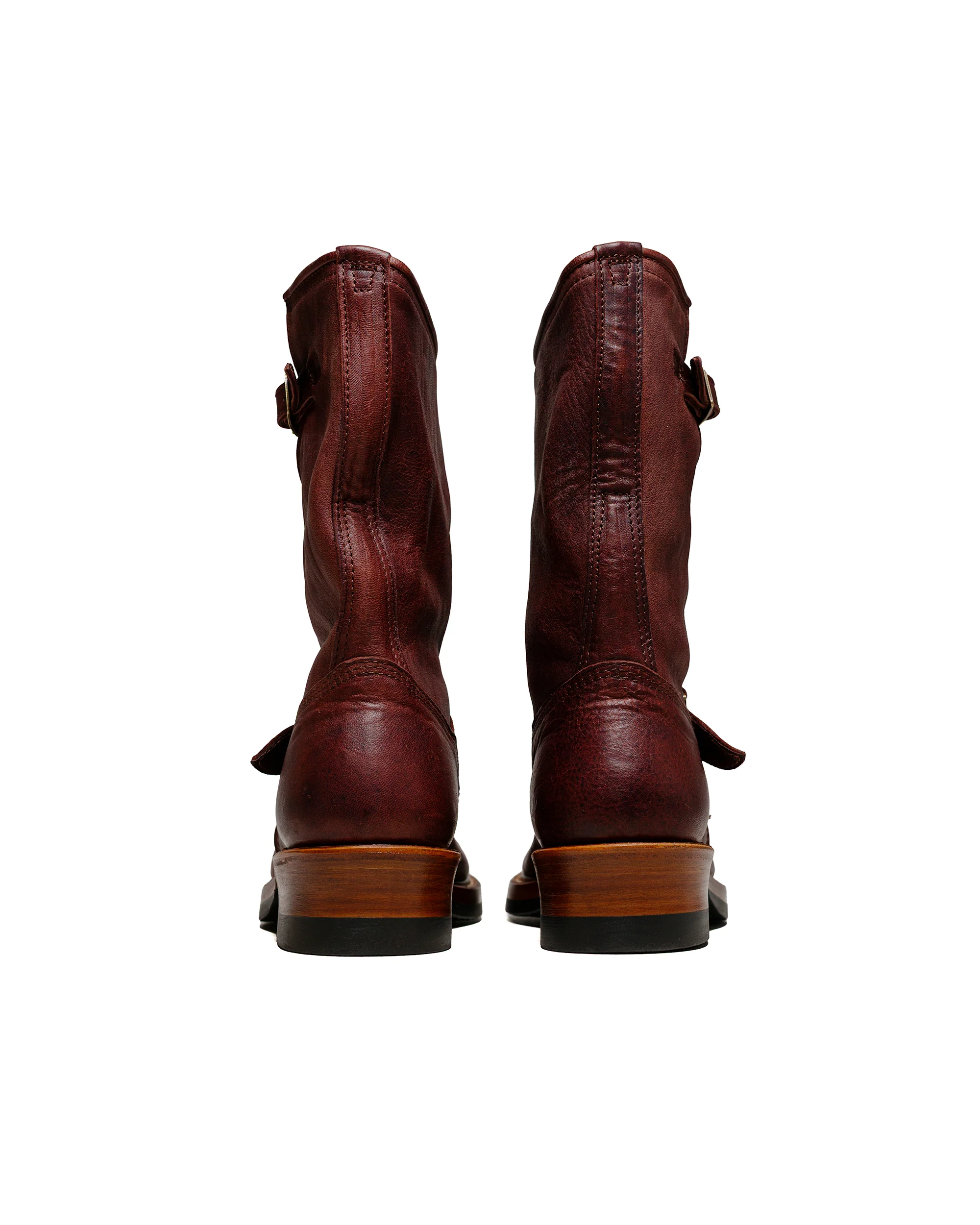 John Lofgren Bootmaker Wabash Engineer Boots Ezo Shika Deerskin Burnt Burgundy - Image 4