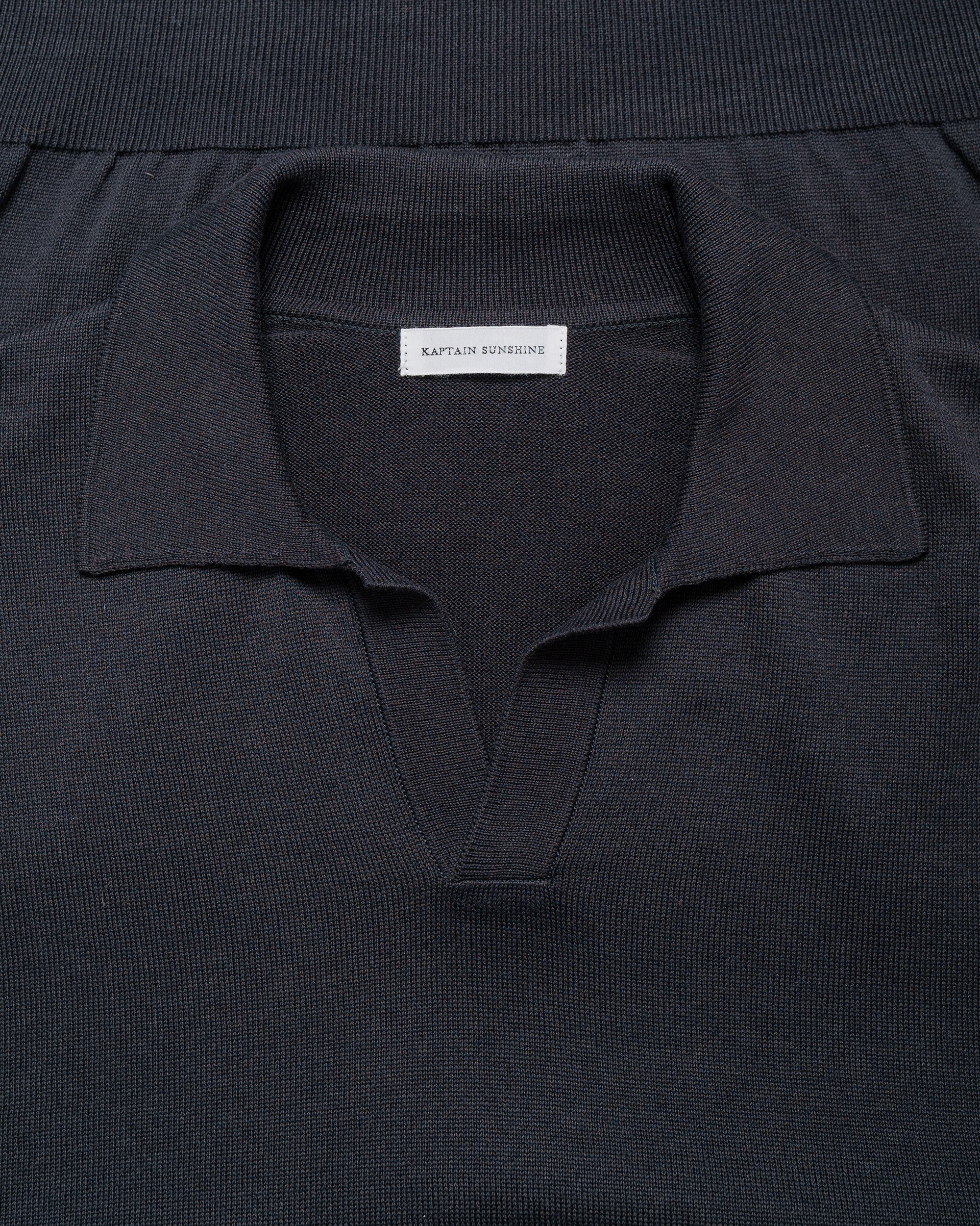 KAPTAIN SUNSHINE Cotton Knit Skipper Shirt Dark Navy - Image 5