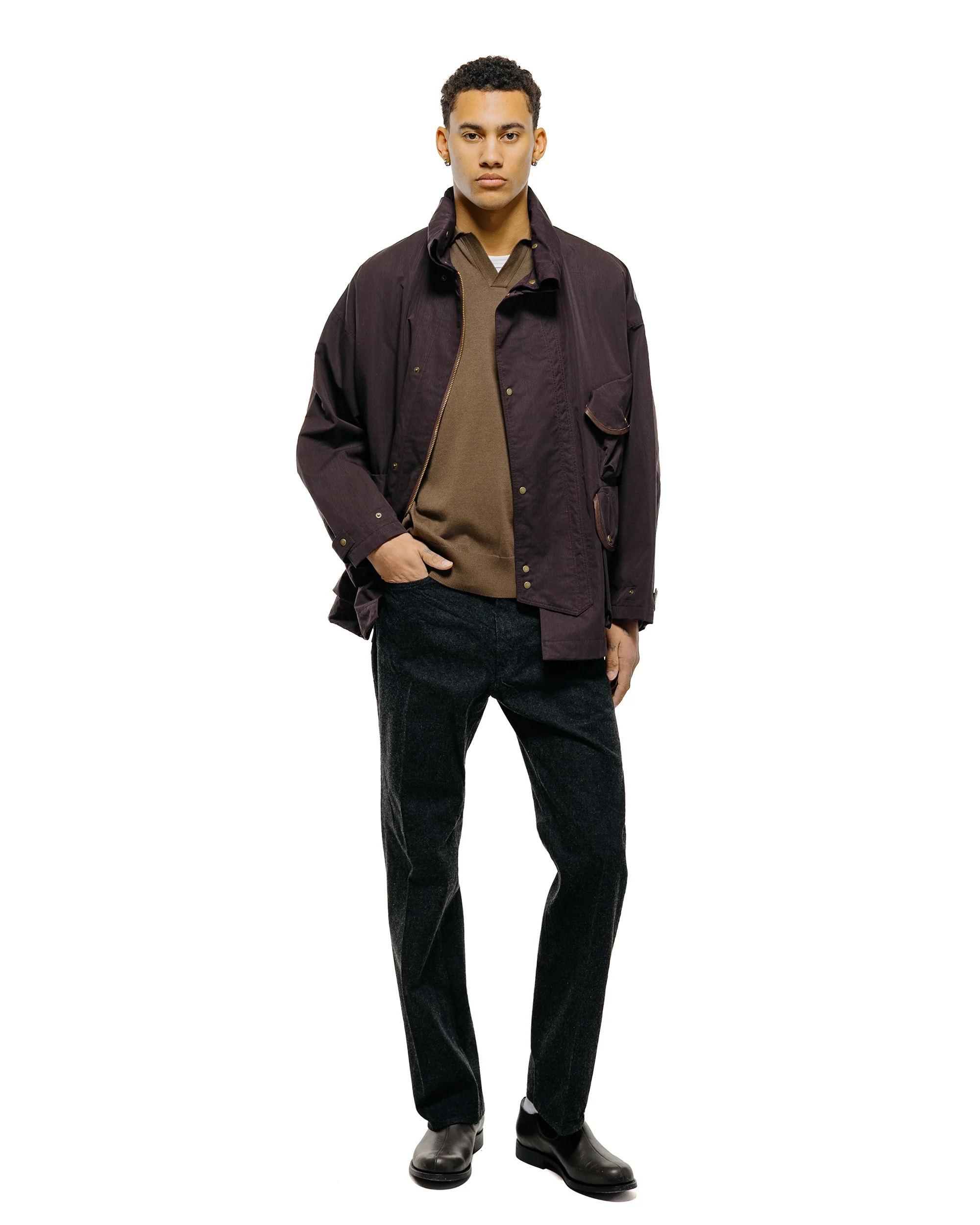 KAPTAIN SUNSHINE Cotton Knit Skipper Shirt Mocha Brown - Image 3
