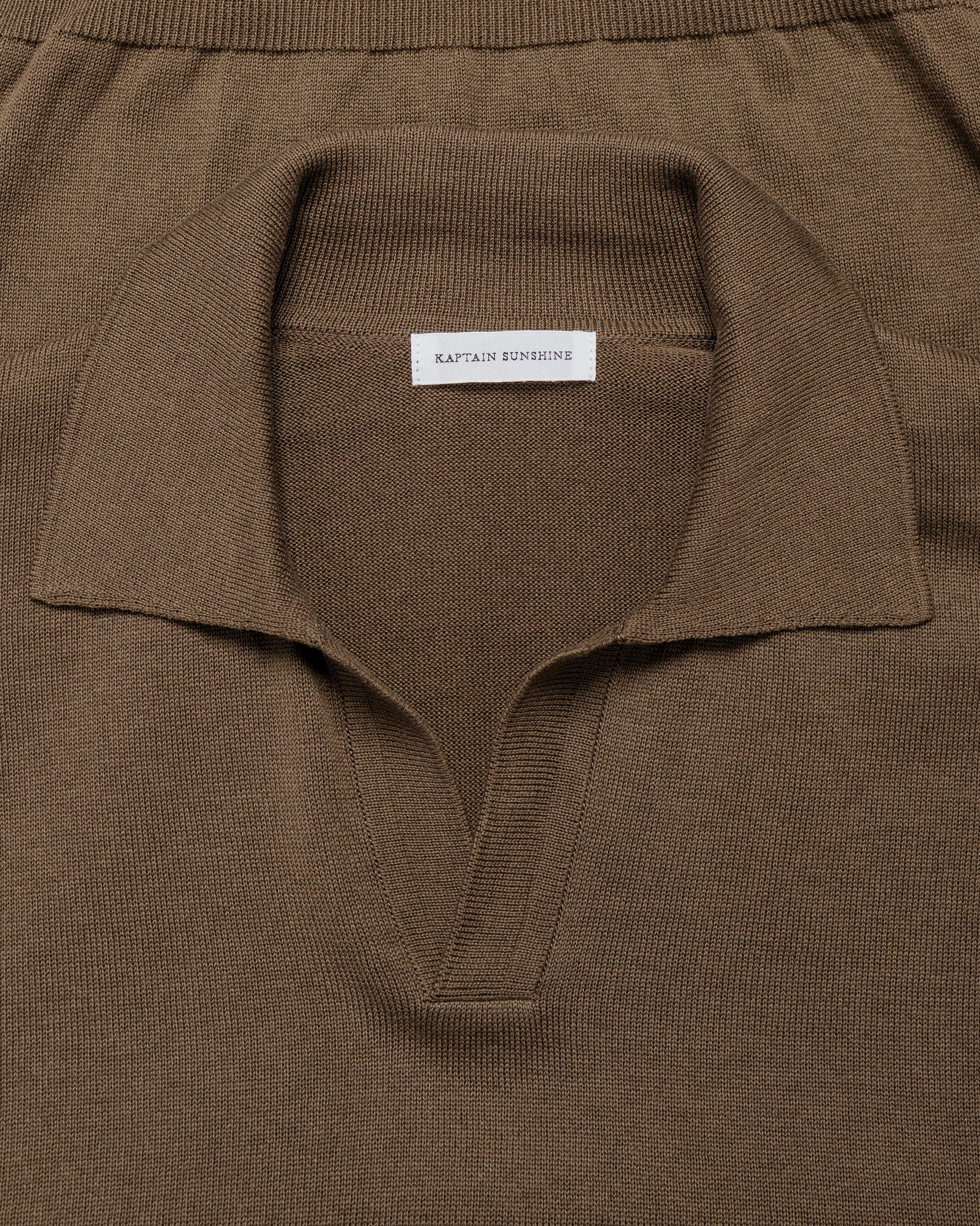 KAPTAIN SUNSHINE Cotton Knit Skipper Shirt Mocha Brown - Image 5