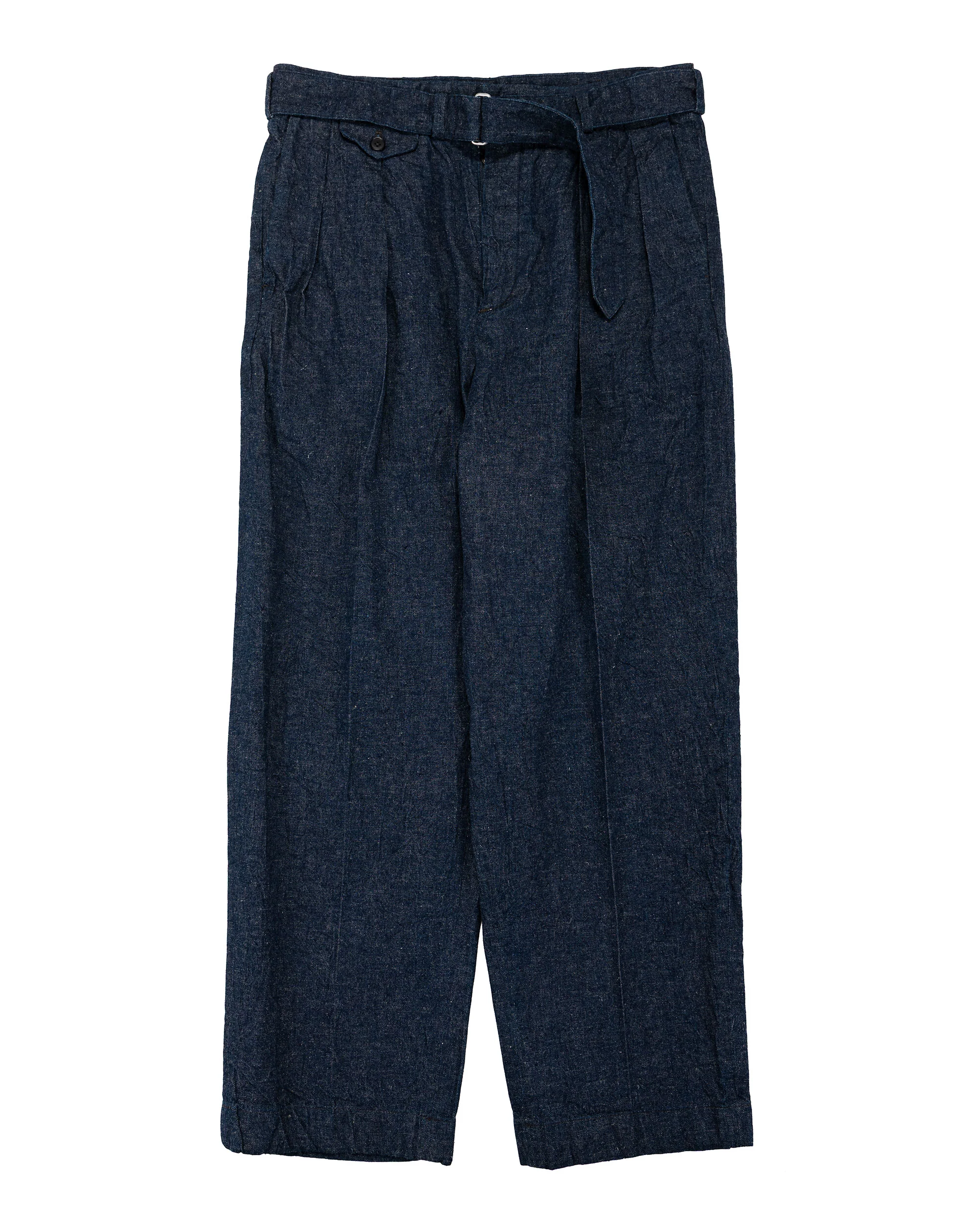 KAPTAIN SUNSHINE Cotton Linen Denim Riviera Trousers Indigo
