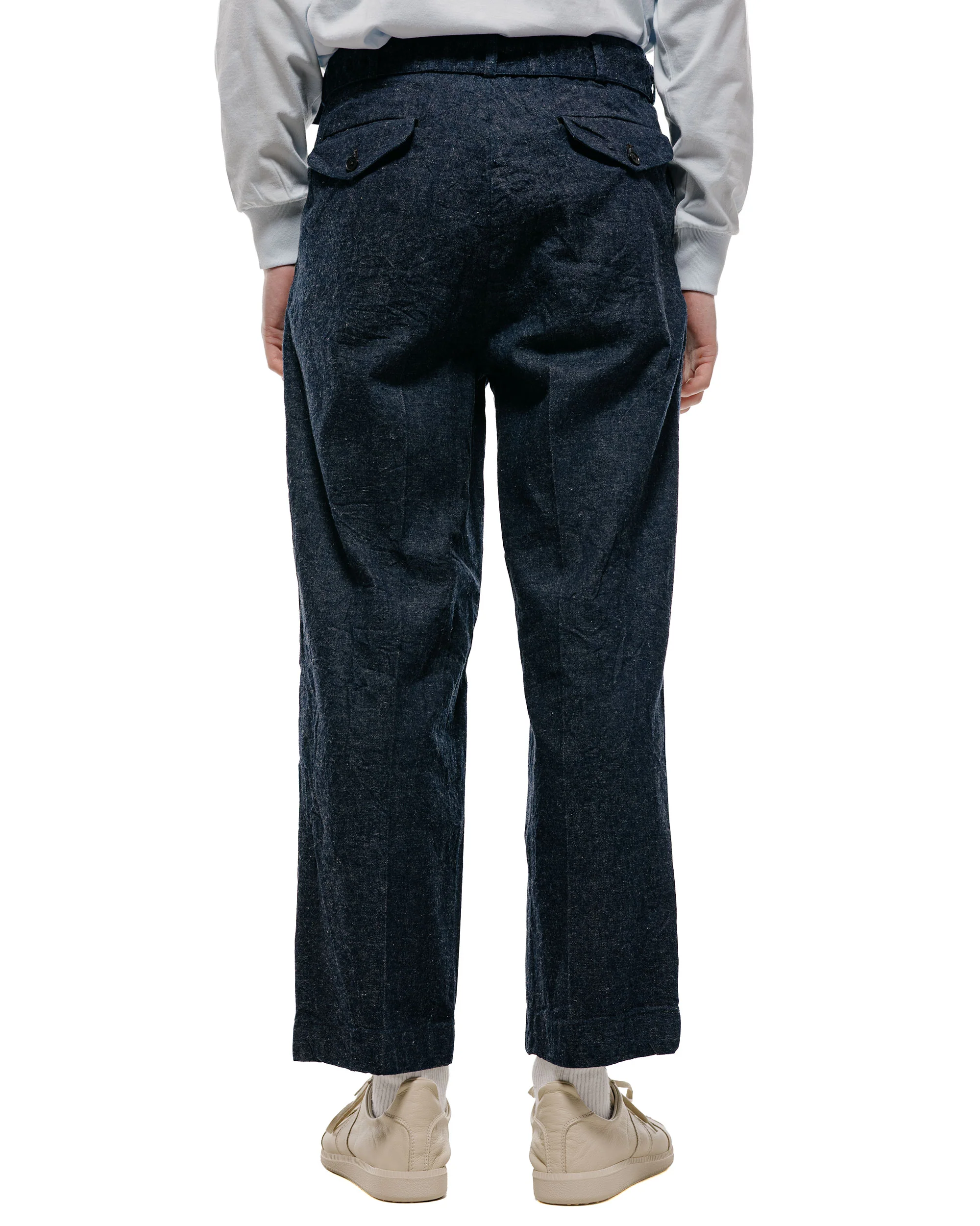 KAPTAIN SUNSHINE Cotton Linen Denim Riviera Trousers Indigo - Image 3