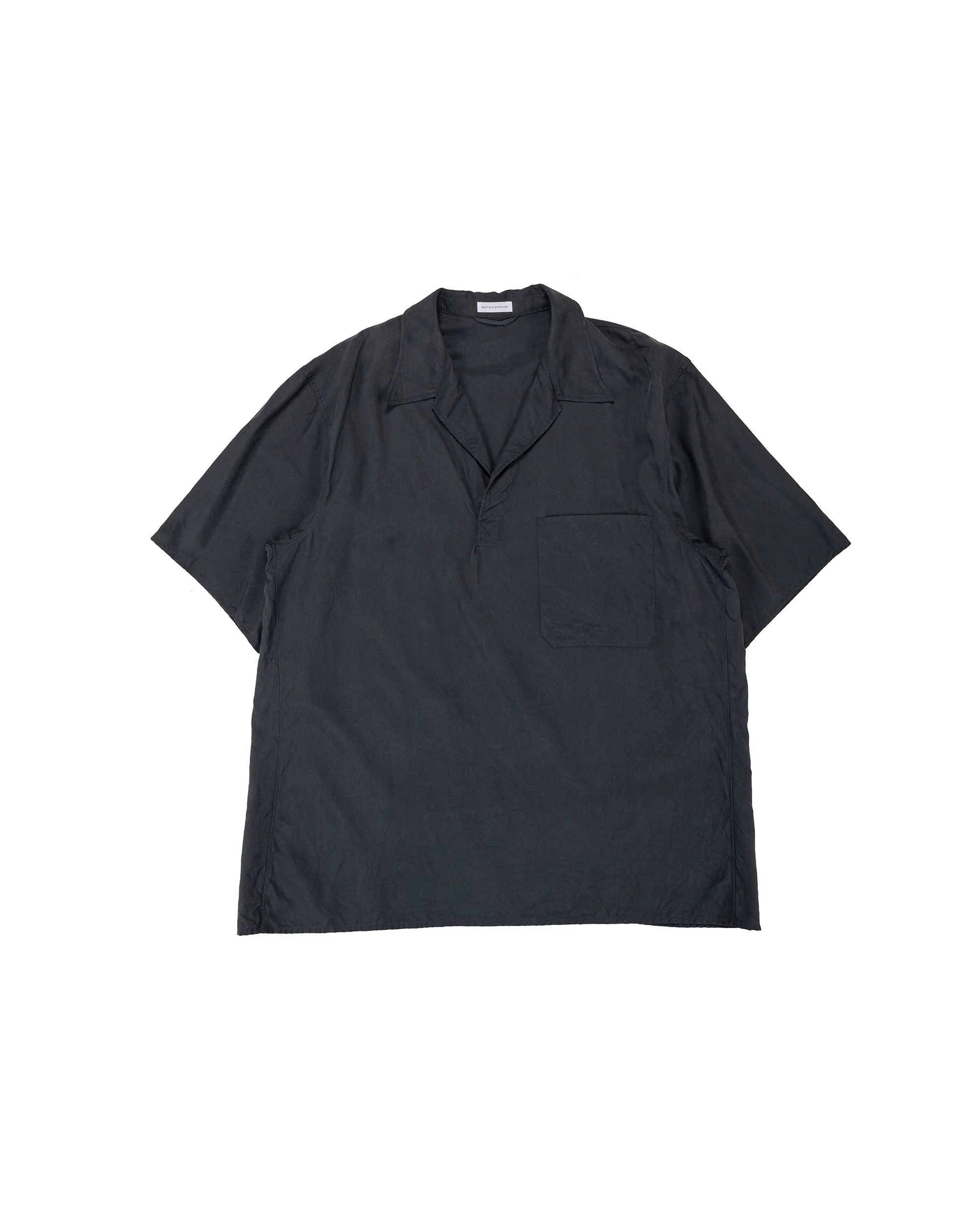 KAPTAIN SUNSHINE Silk Pullover SS Shirt Ink Black