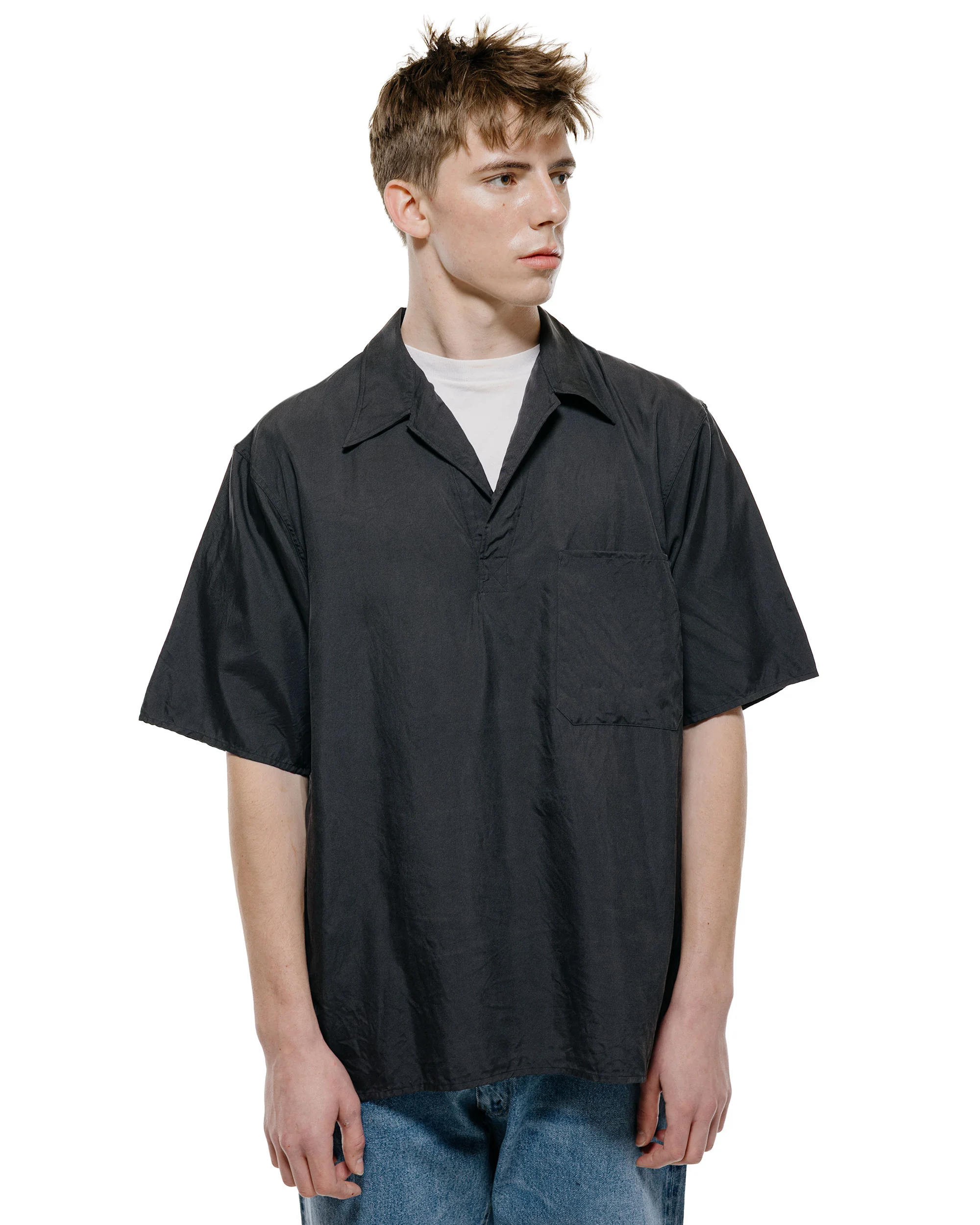 KAPTAIN SUNSHINE Silk Pullover SS Shirt Ink Black - Image 2