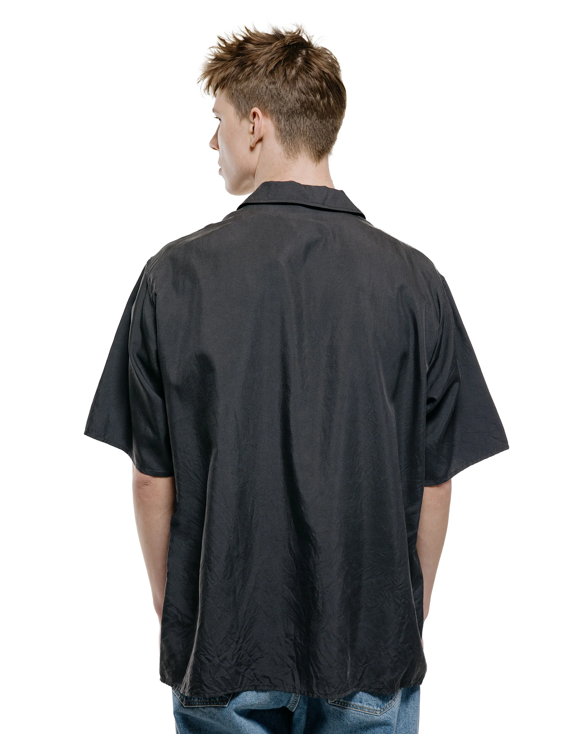 KAPTAIN SUNSHINE Silk Pullover SS Shirt Ink Black - Image 3