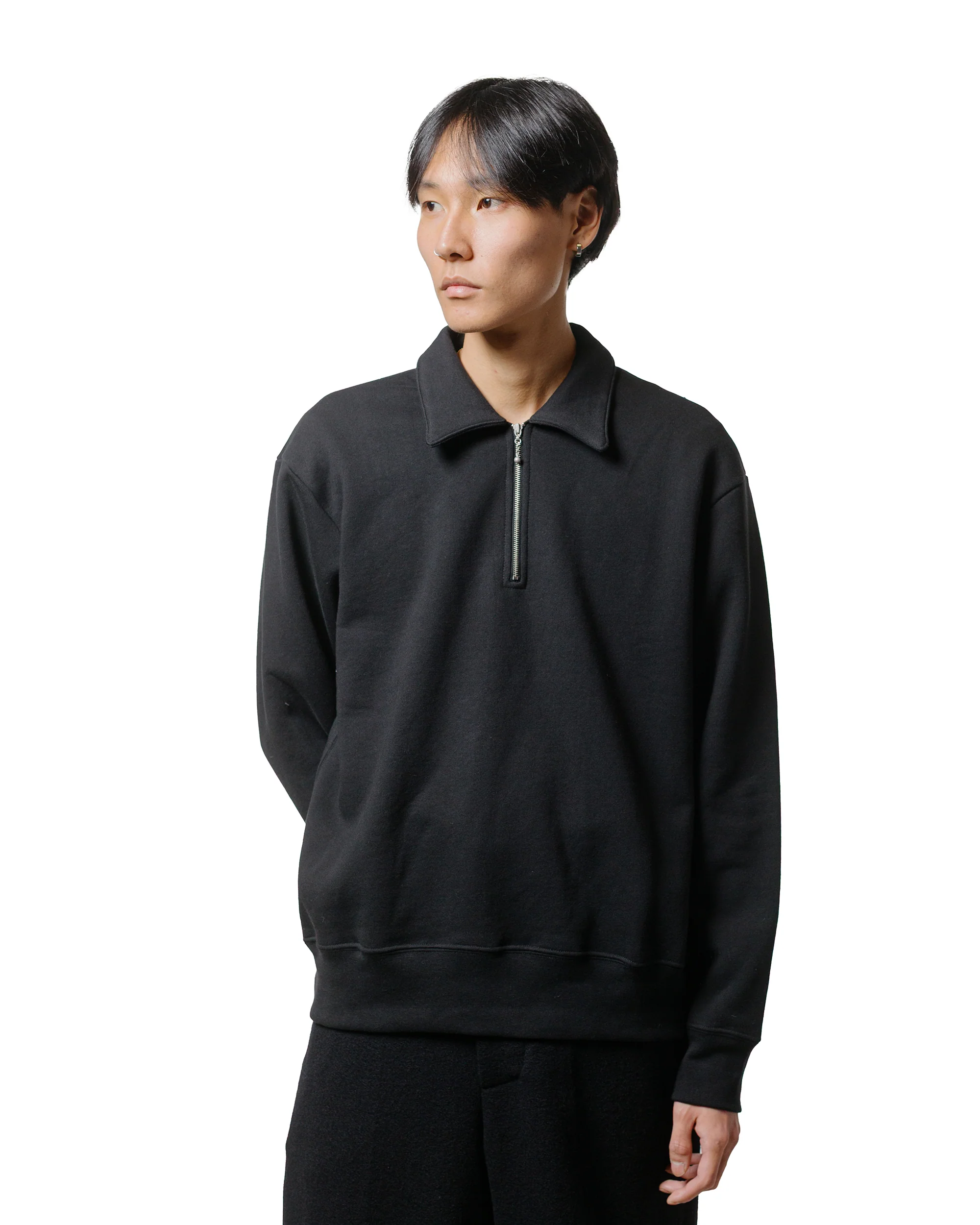 Lady White Co. Cotton Quarter Zip Sweatshirt Black - Image 2