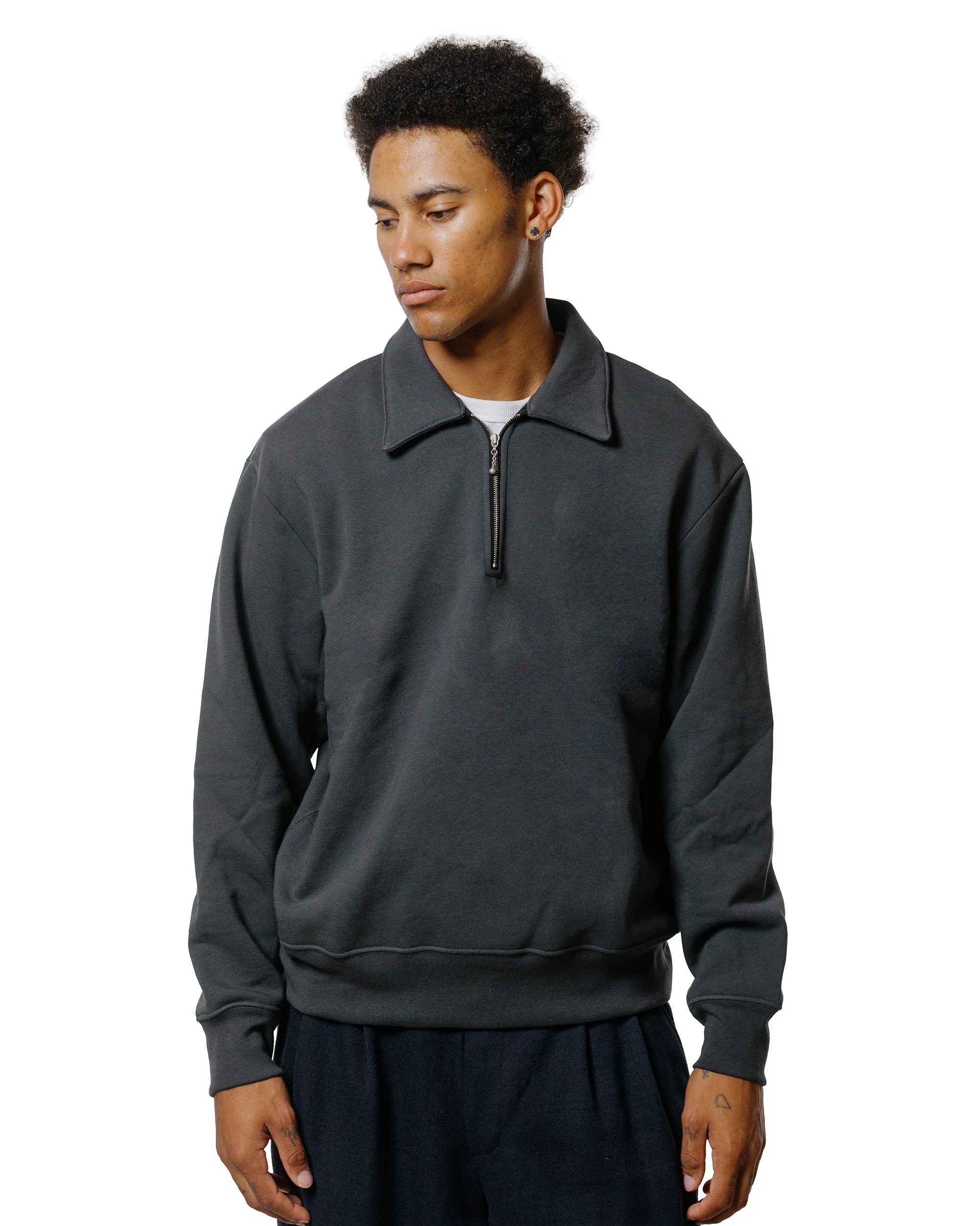 Lady White Co. Cotton Quarter Zip Sweatshirt Faded Black - Image 2