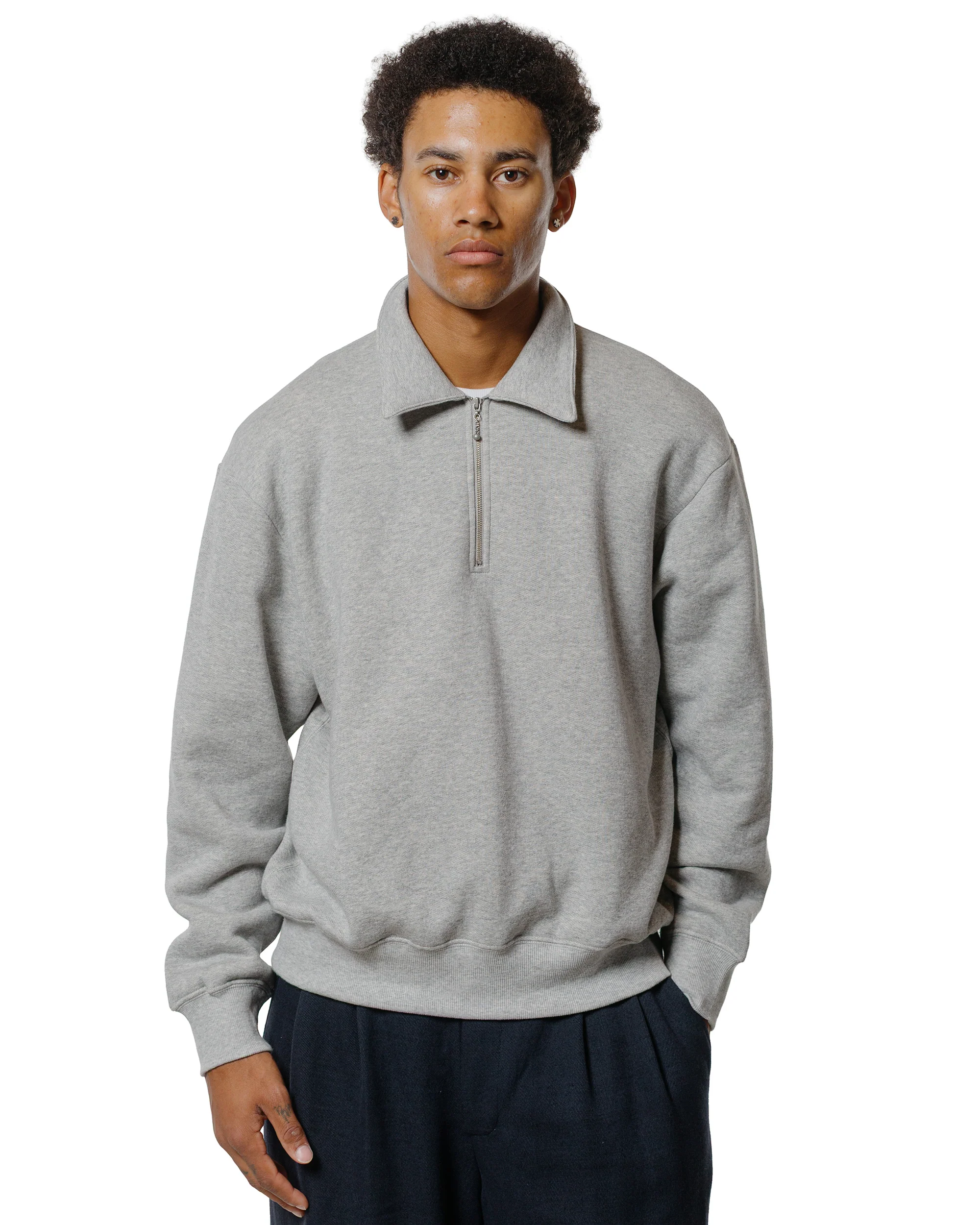 Lady White Co. Cotton Wool Quarter Zip Sweatshirt Heather Grey - Image 2