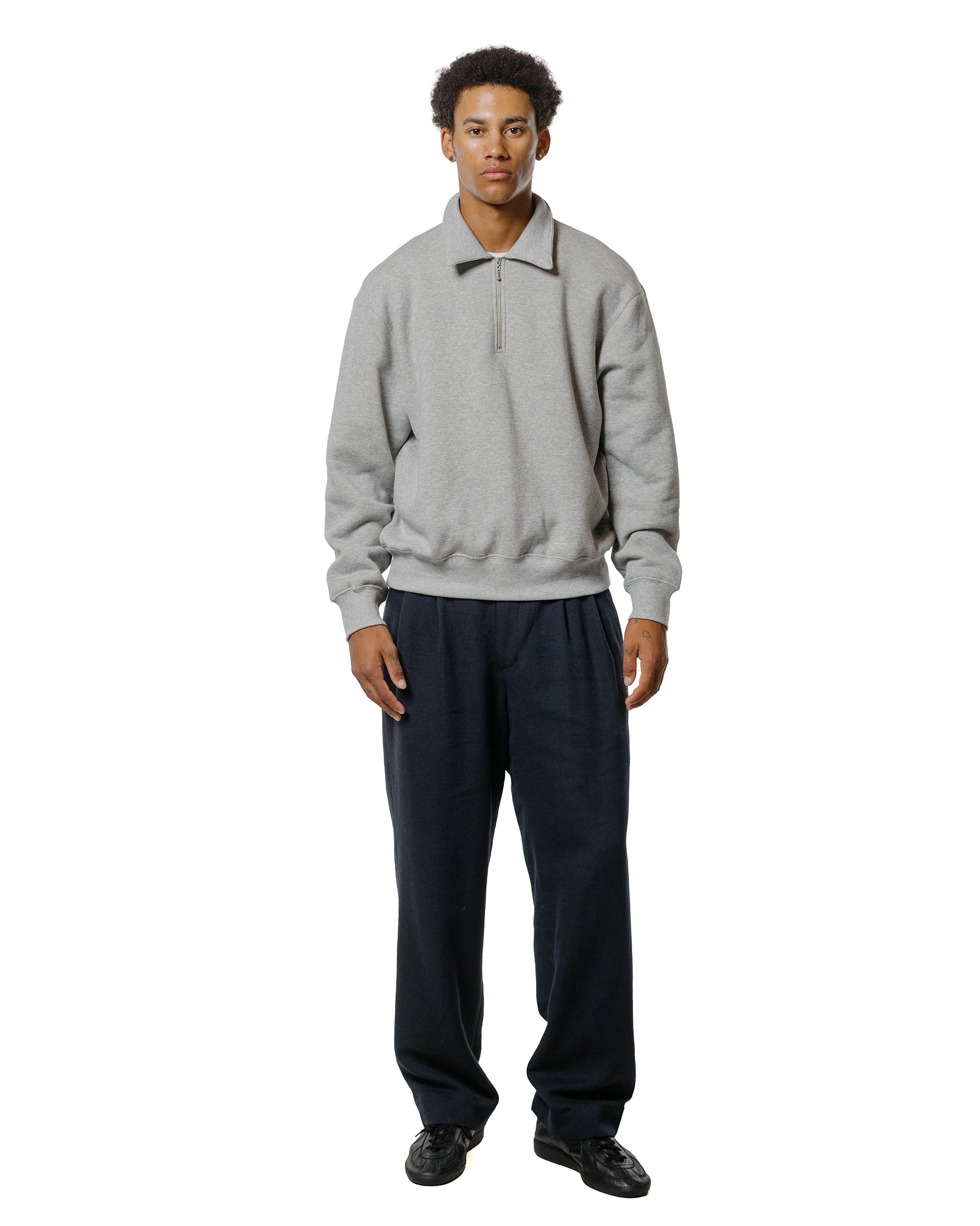 Lady White Co. Cotton Wool Quarter Zip Sweatshirt Heather Grey - Image 4
