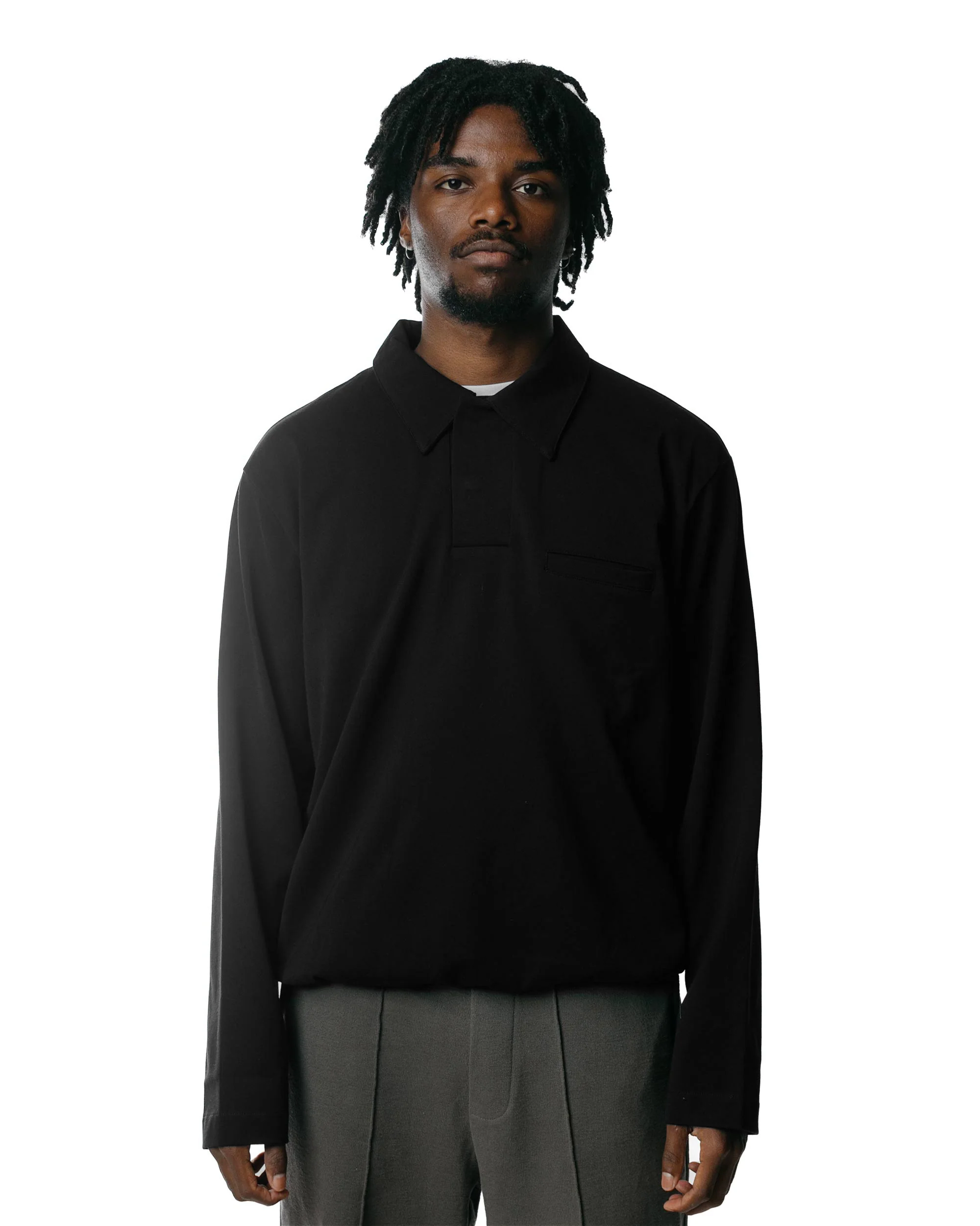 Lady White Co. L/S Richmond Polo Black - Image 2