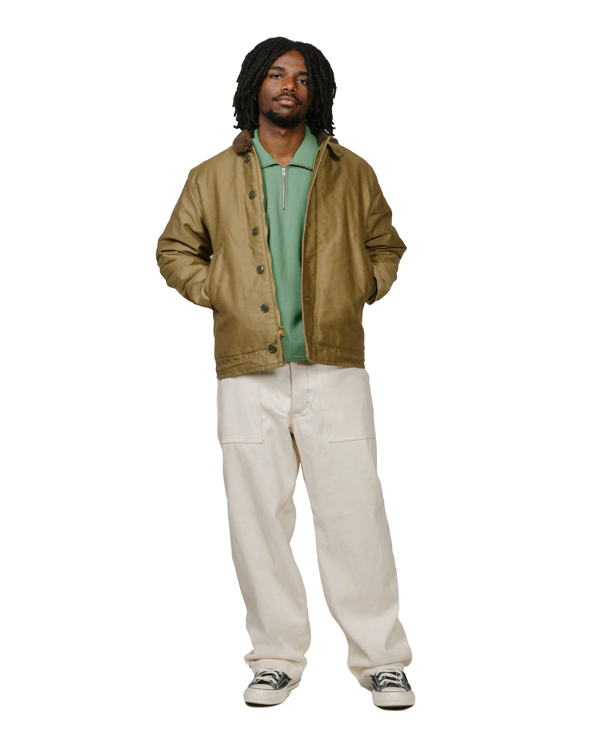 Lady White Co. Lost & Found Quarter Zip Sweatshirt Faded Green - Image 4