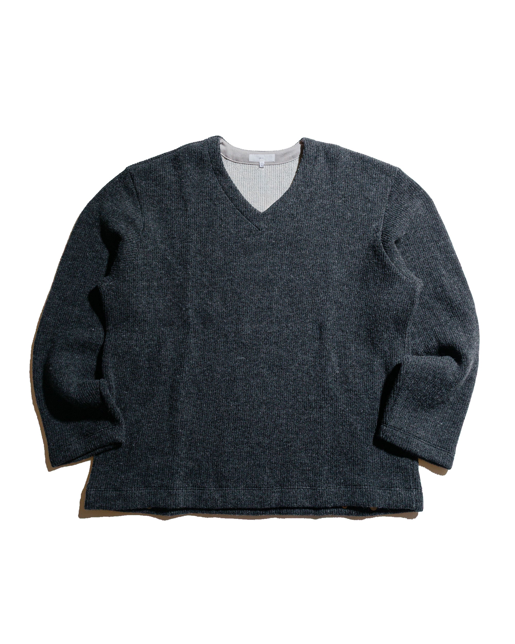 Lady White Co. V Neck Snap Sweater Charcoal