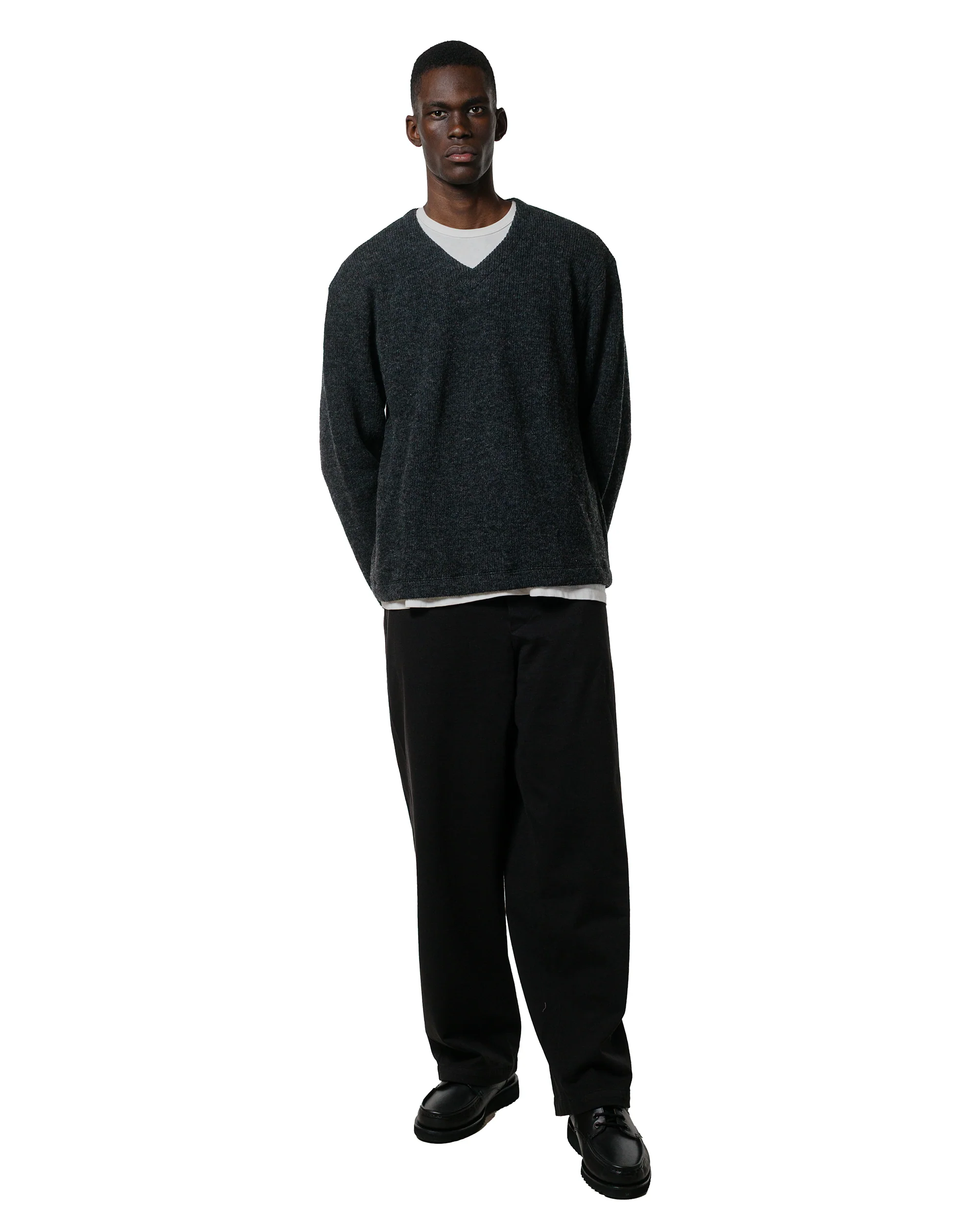 Lady White Co. V Neck Snap Sweater Charcoal - Image 4