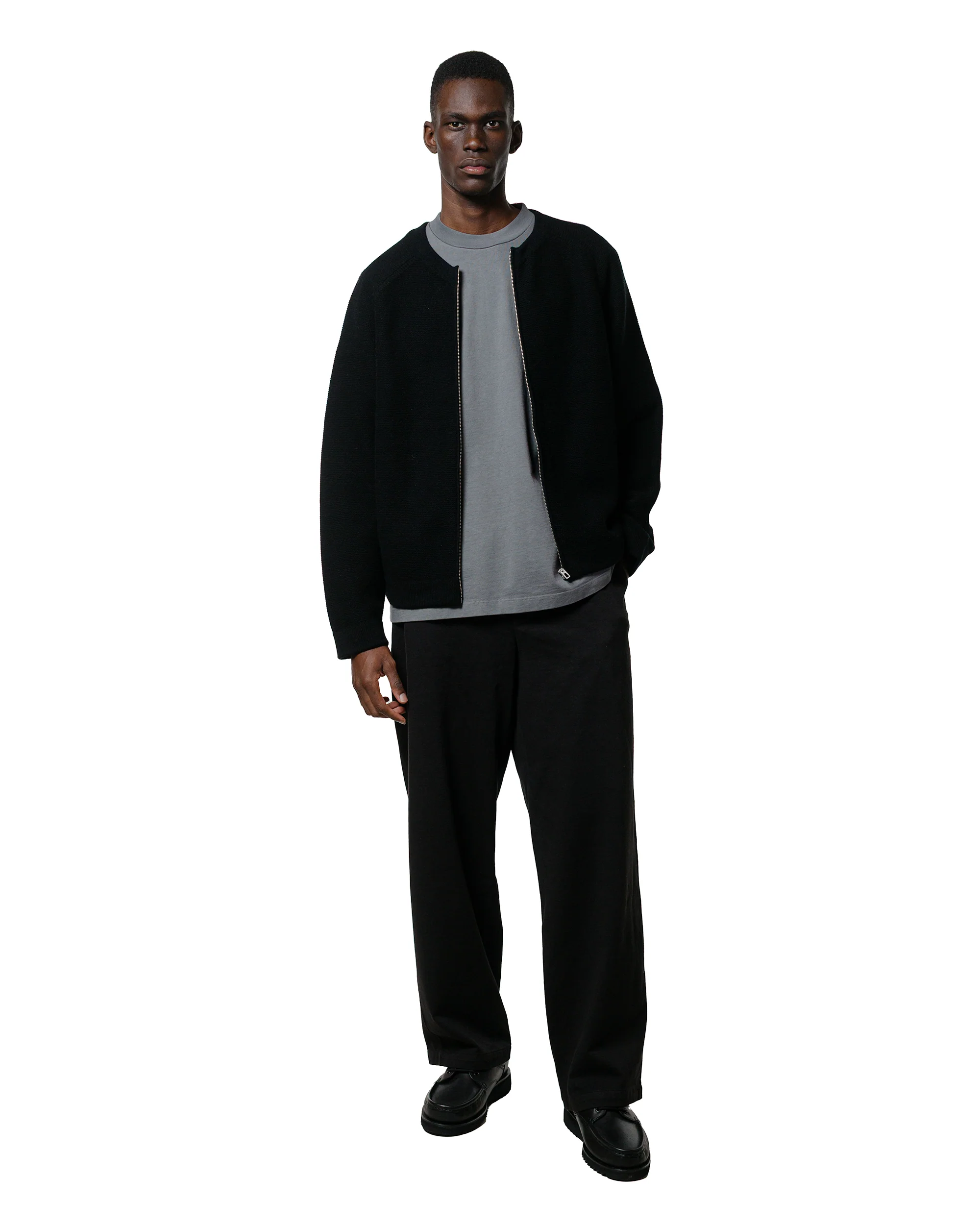 Lady White Co. Wool Link Zip Cardigan Black - Image 4
