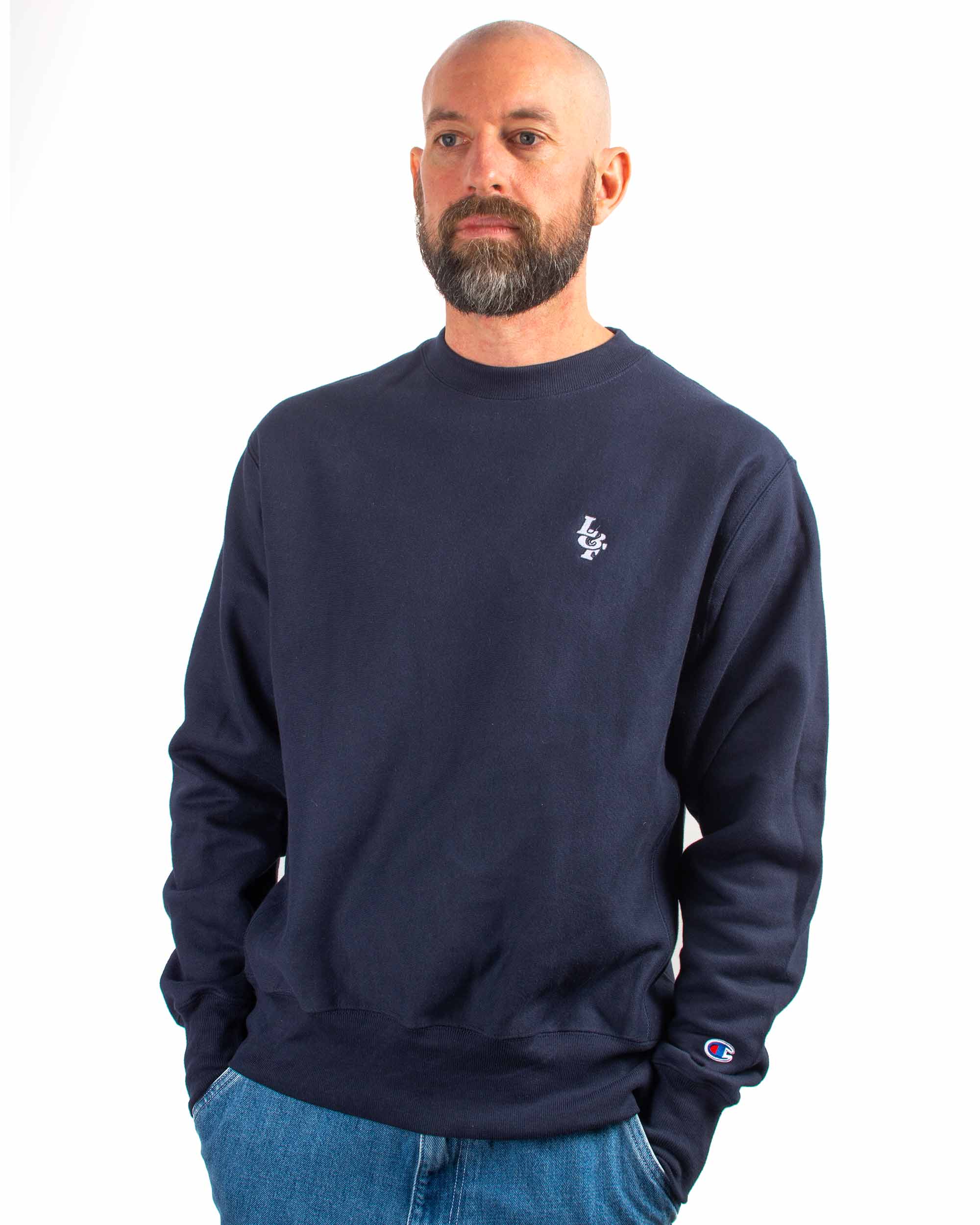 Lost & Found Reverse Weave Crewneck Navy - Image 4