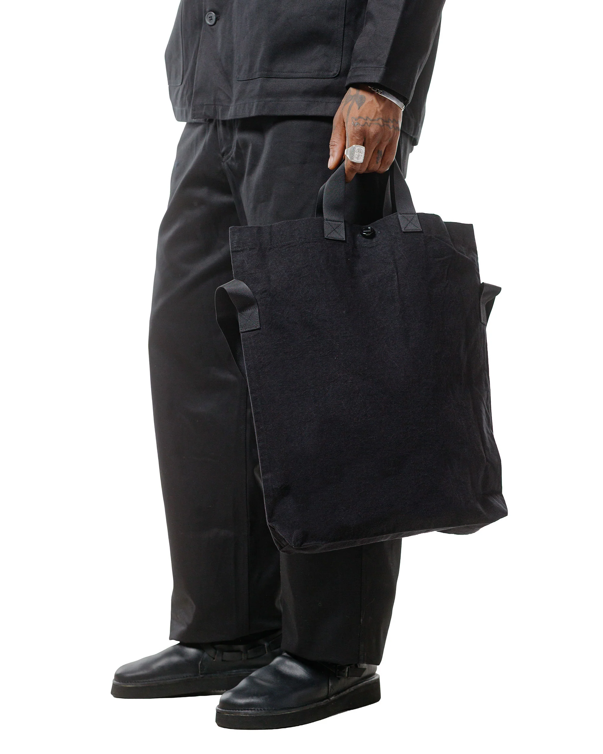 MAN-TLE R0B1 'Multi Handle Tote' Black Wax - Image 3