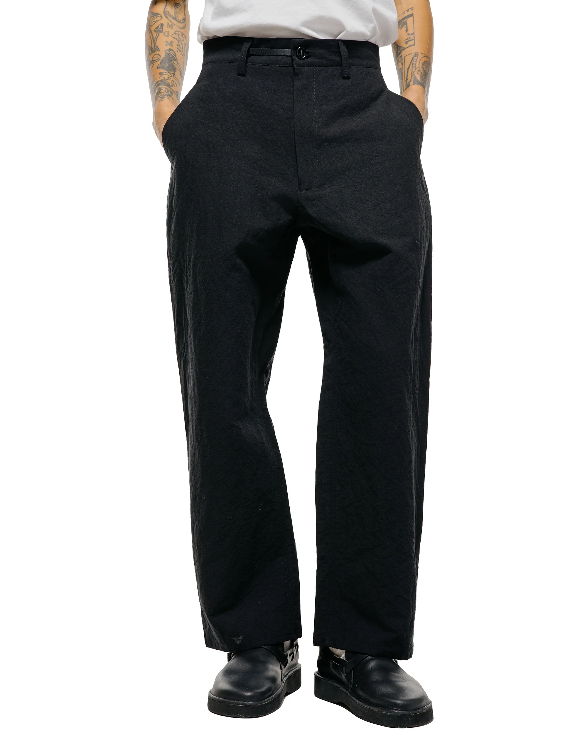 MAN-TLE R20P4 Wide Pants Black Linen - Image 2