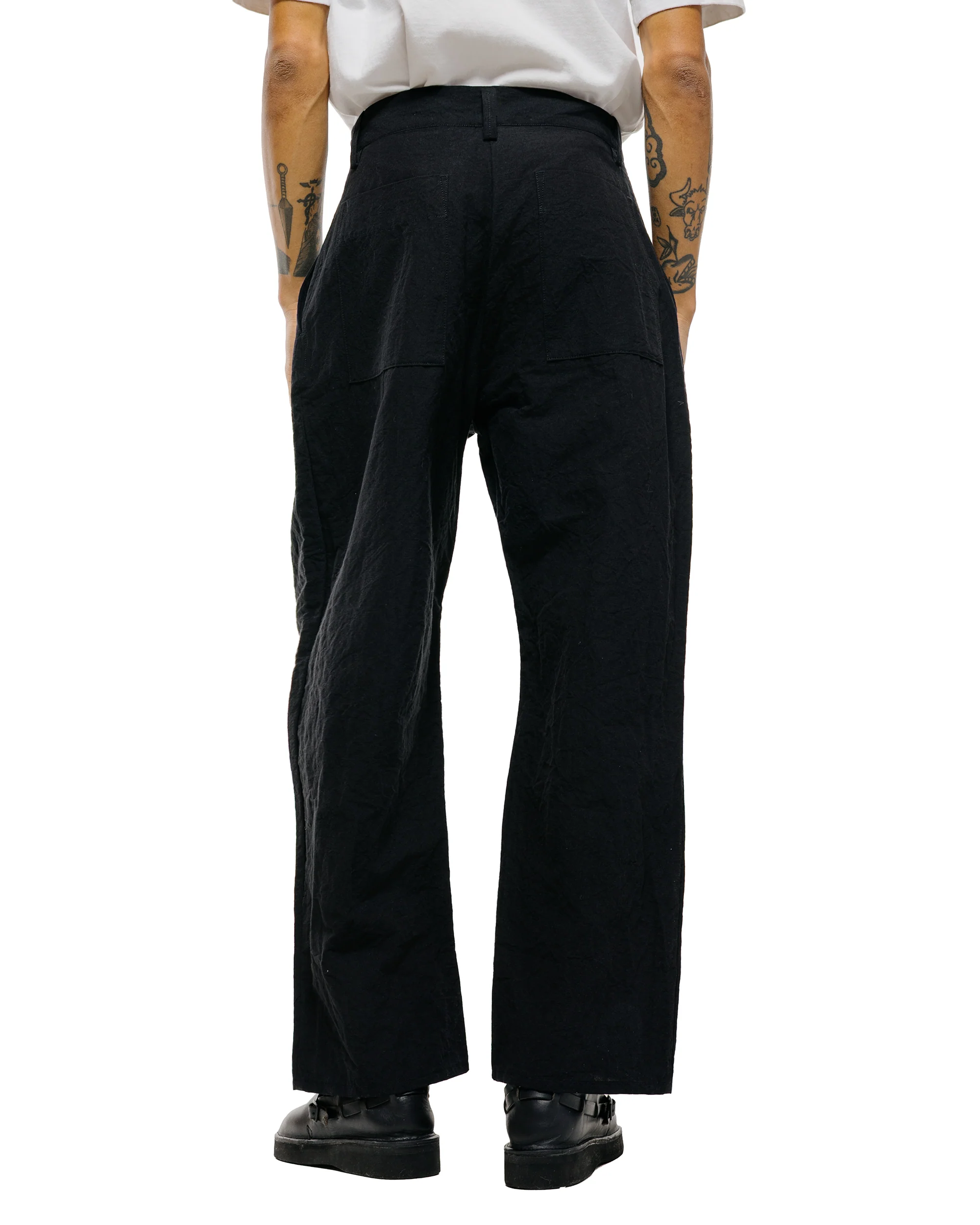 MAN-TLE R20P4 Wide Pants Black Linen - Image 3
