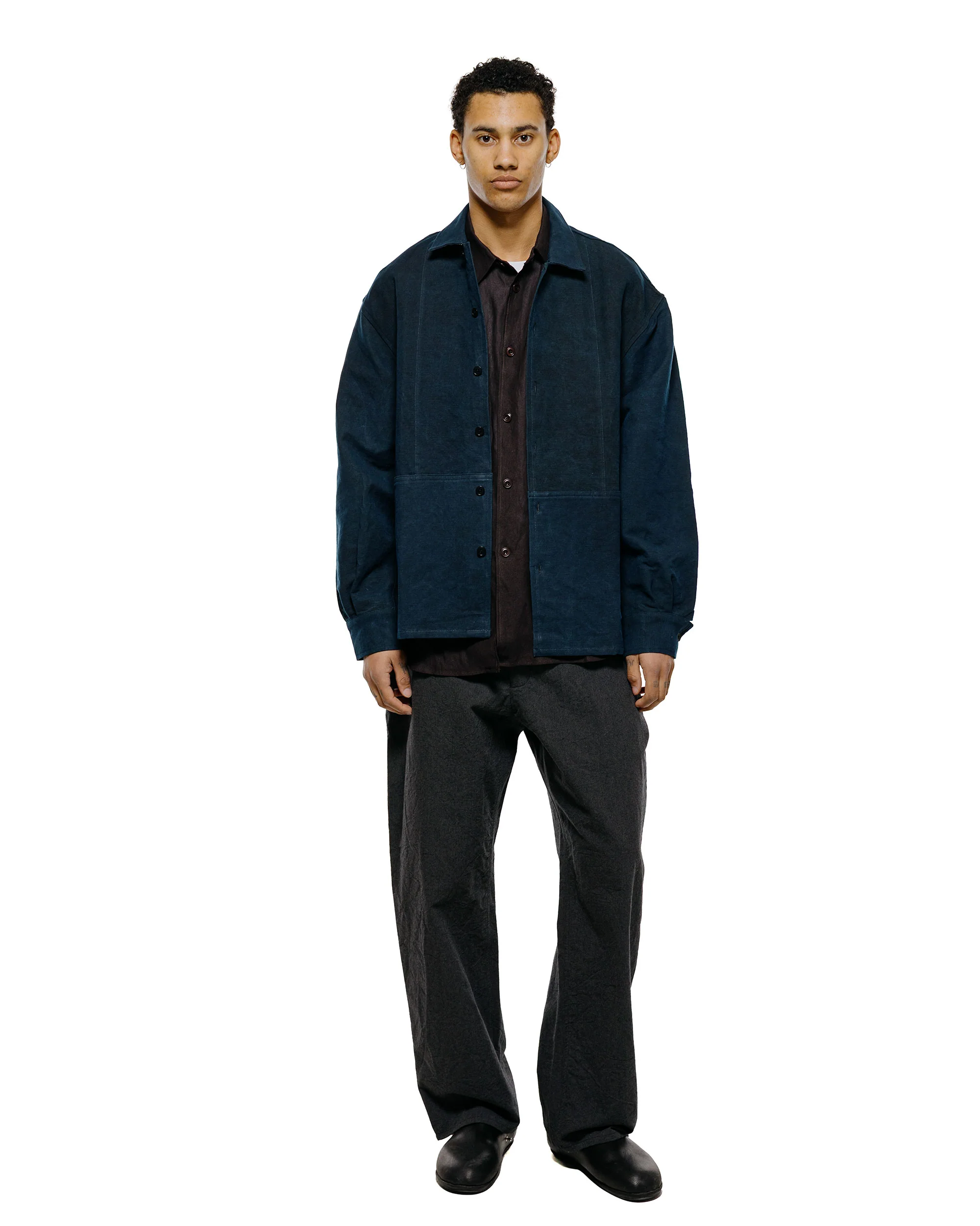 MAN-TLE R20S5 'Shop Shirt' Sumi Indigo Hemp Cloth - Image 4