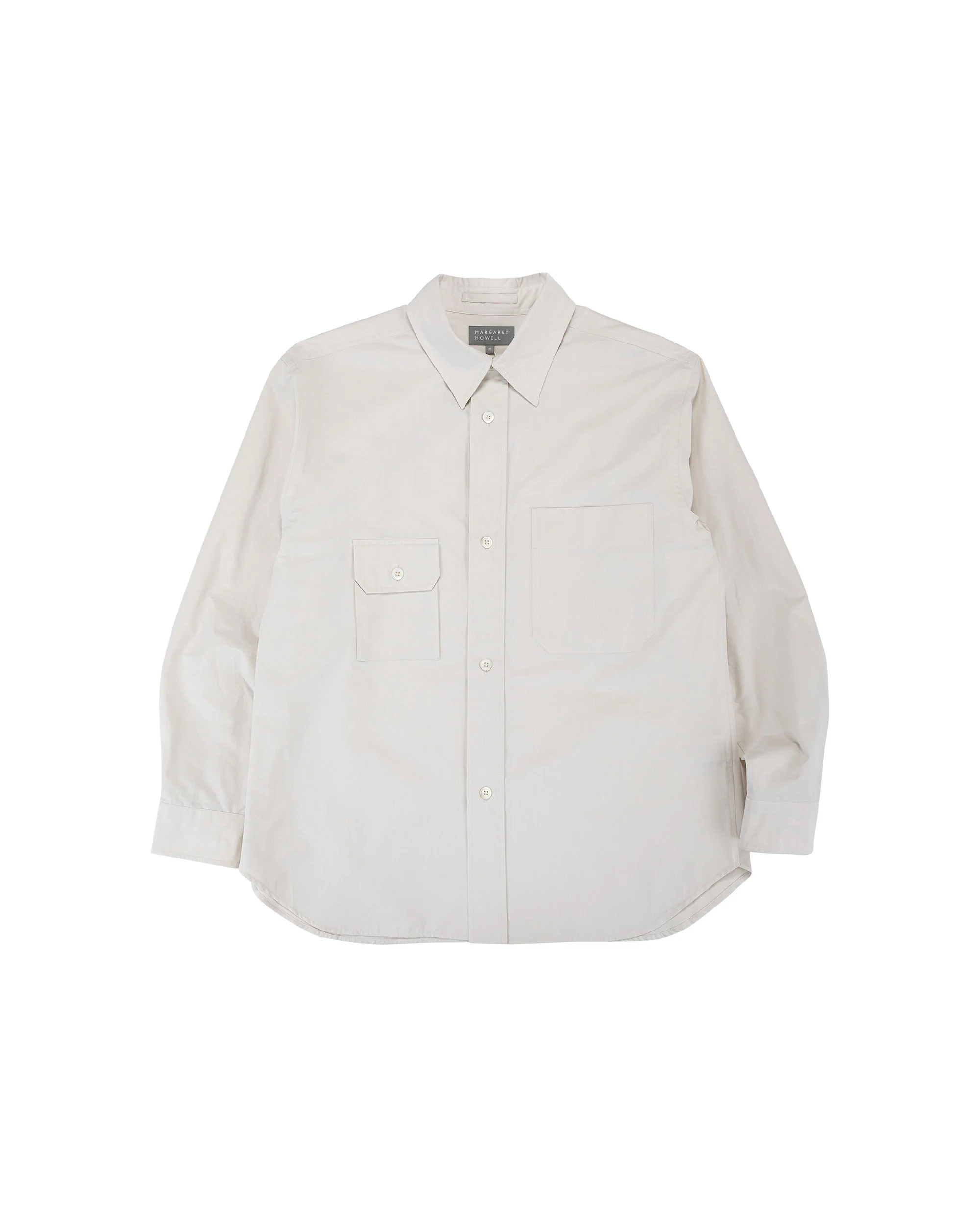 Margaret Howell Odd Pocket Shirt Yarn Dye Cotton Poplin Parchment