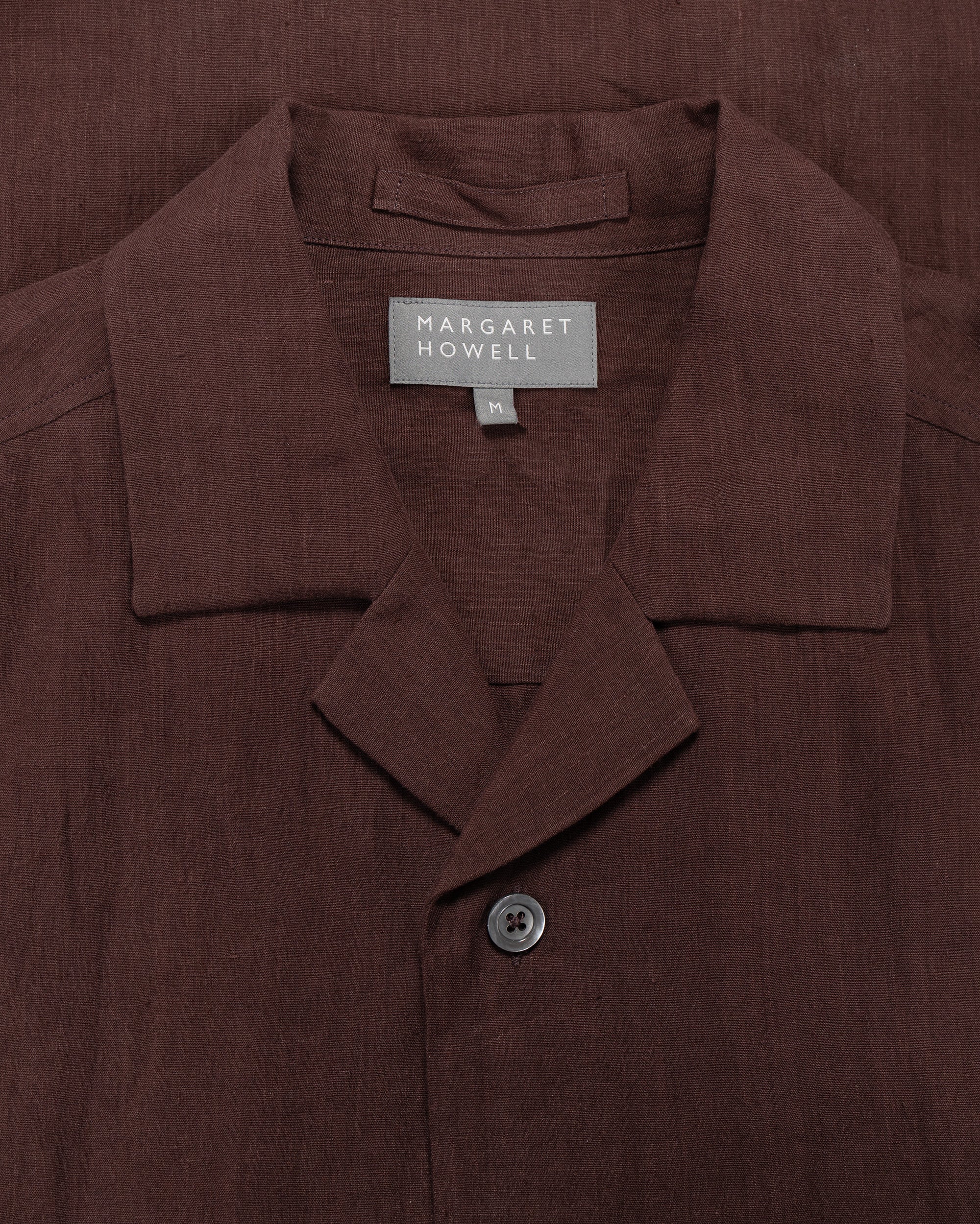 Margaret Howell Revere Collar Shirt Soft Linen Poplin Mahogony - Image 5