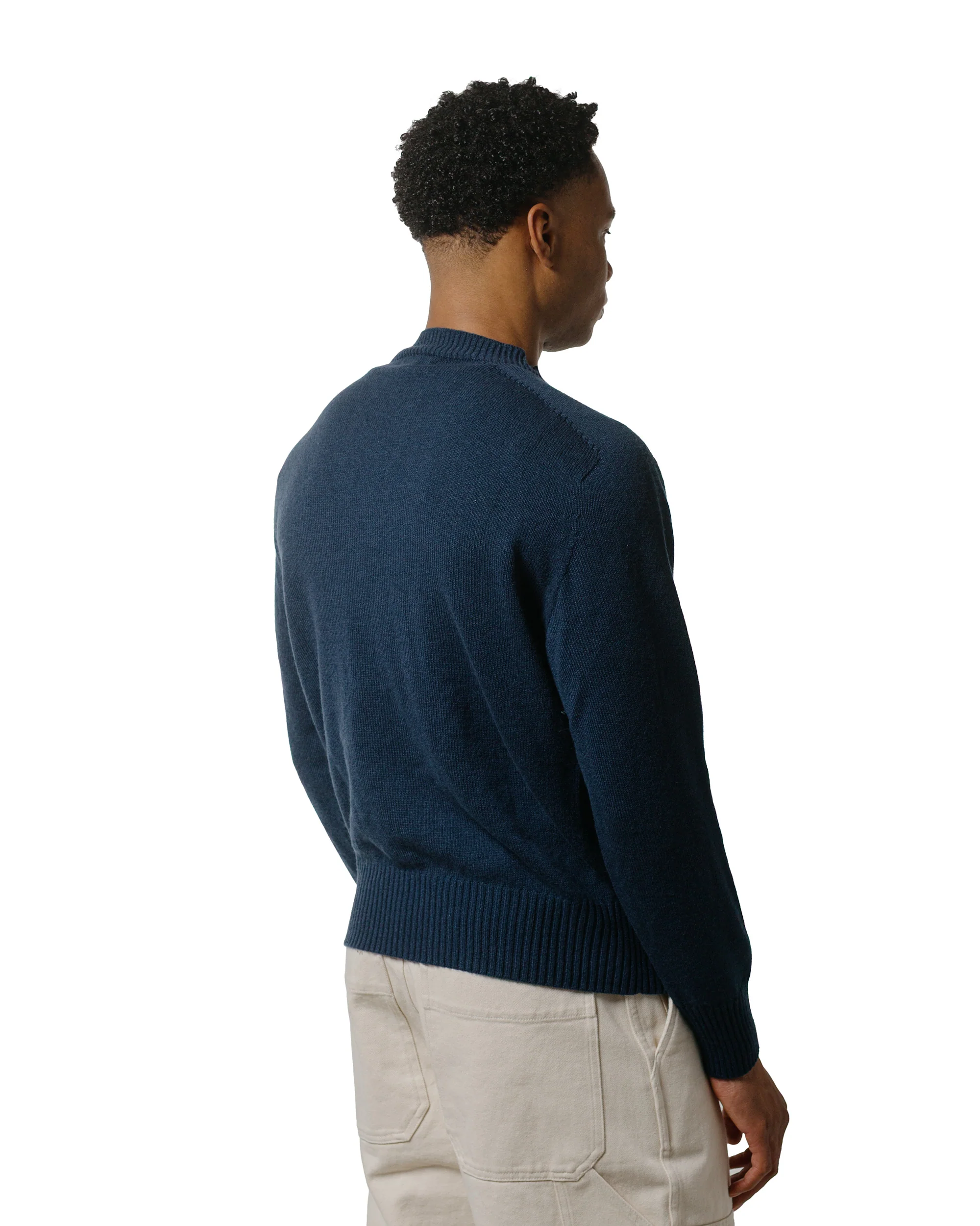 Margaret Howell Seamless Crew Neck Cashmere Cotton Ocean Blue - Image 3