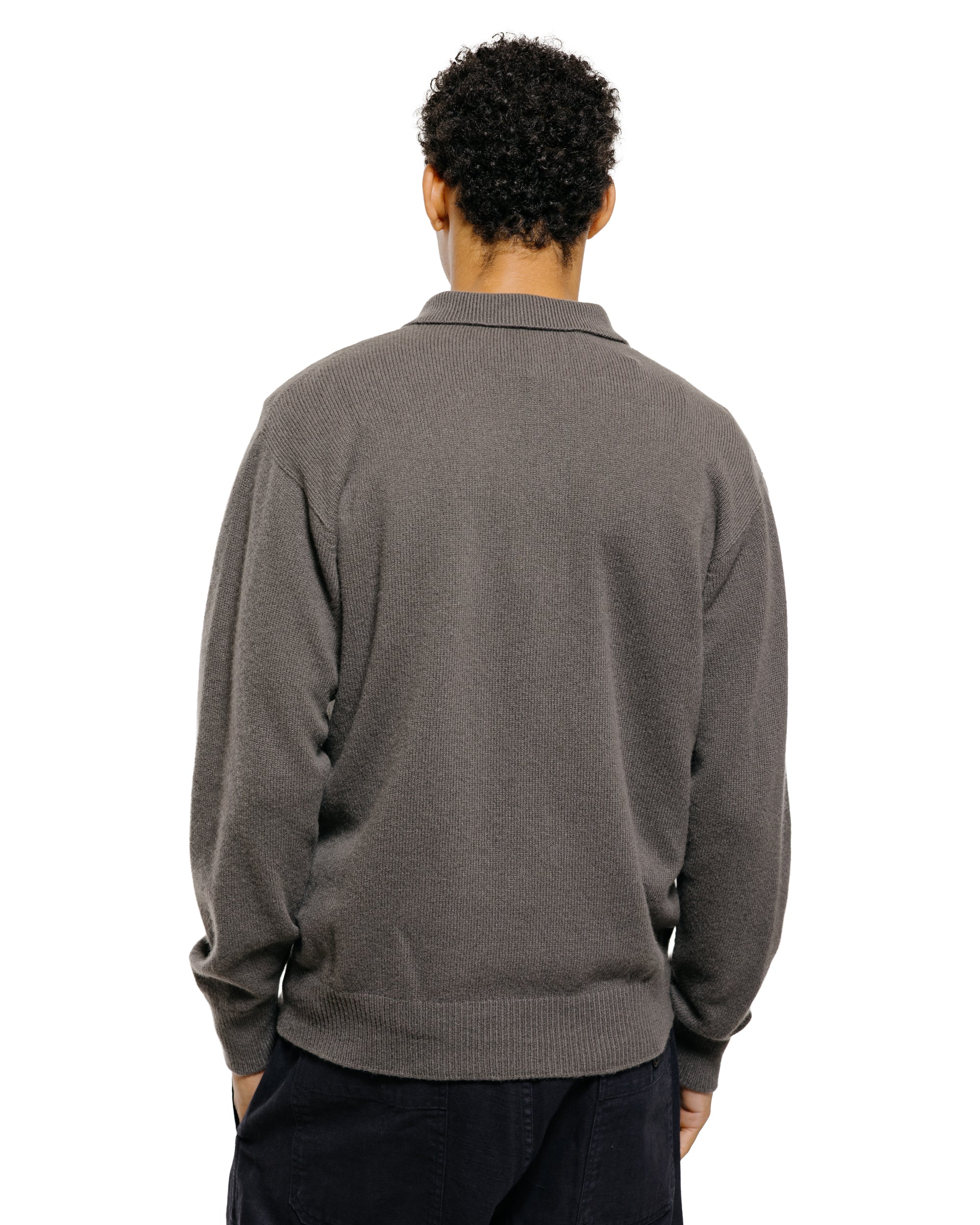 Margaret Howell Seamless Pocket Polo Shirt Merino Cashmere Graphite - Image 4