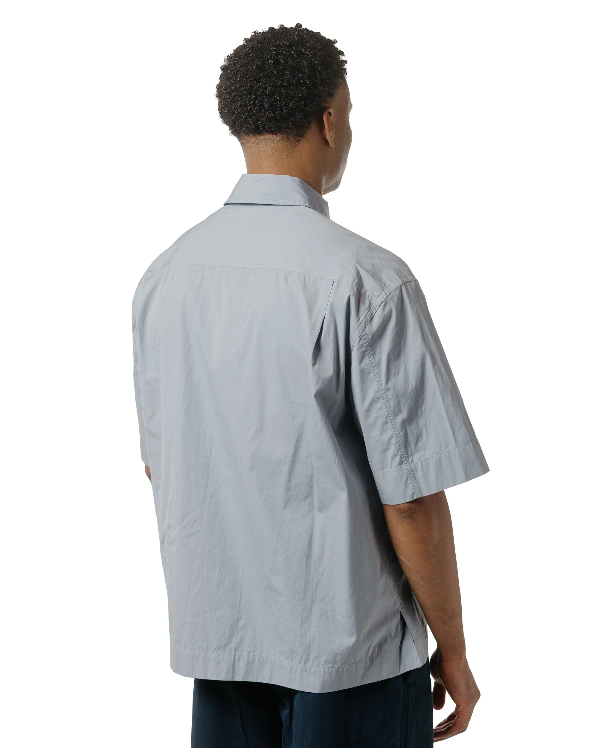 Margaret Howell Short Sleeve Flap Pocket Shirt Compact Cotton Plainweave Pewter - Image 3