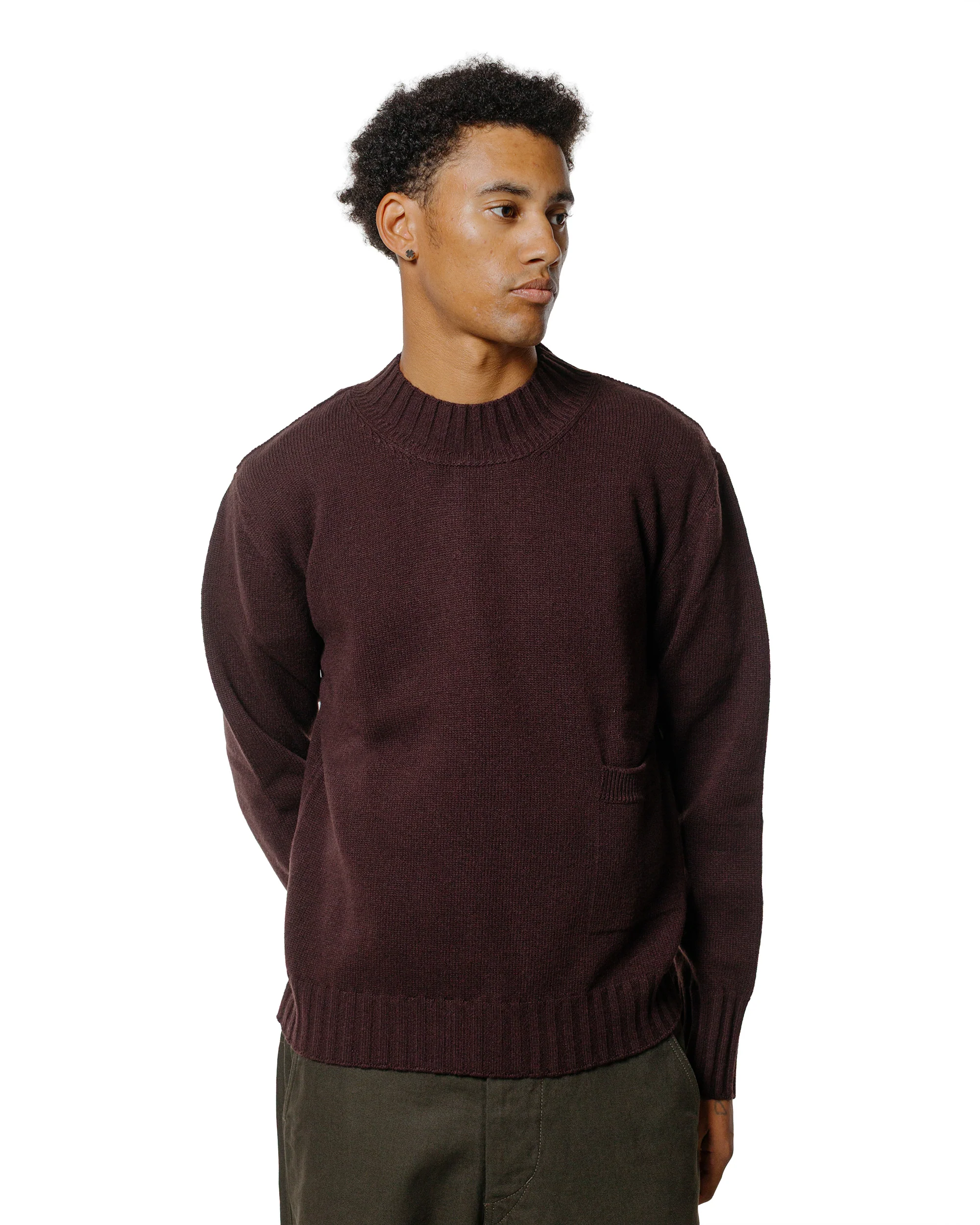 Margaret Howell Single Pocket Crew Geelong Lambswool Mahogany - Image 2