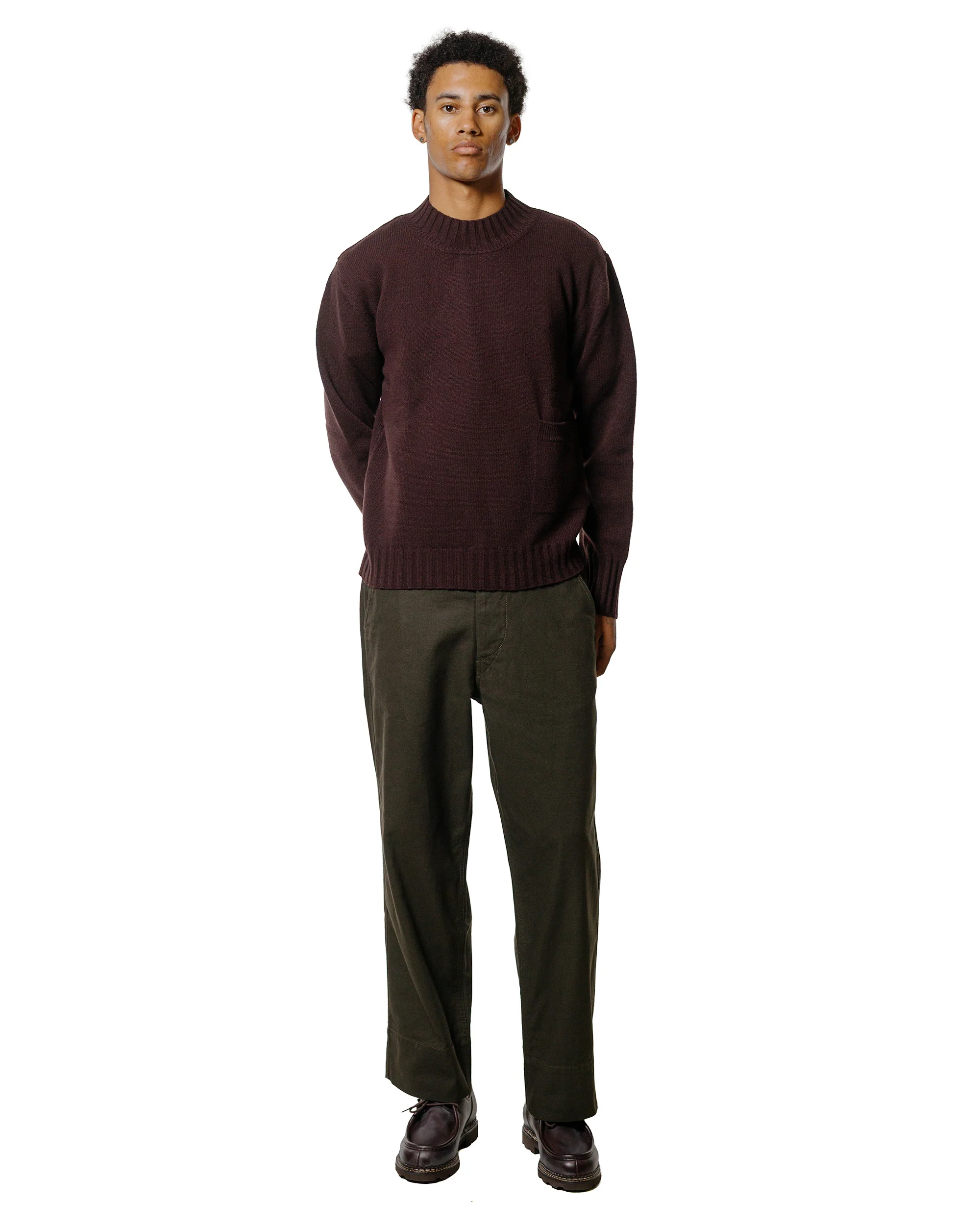 Margaret Howell Single Pocket Crew Geelong Lambswool Mahogany - Image 4