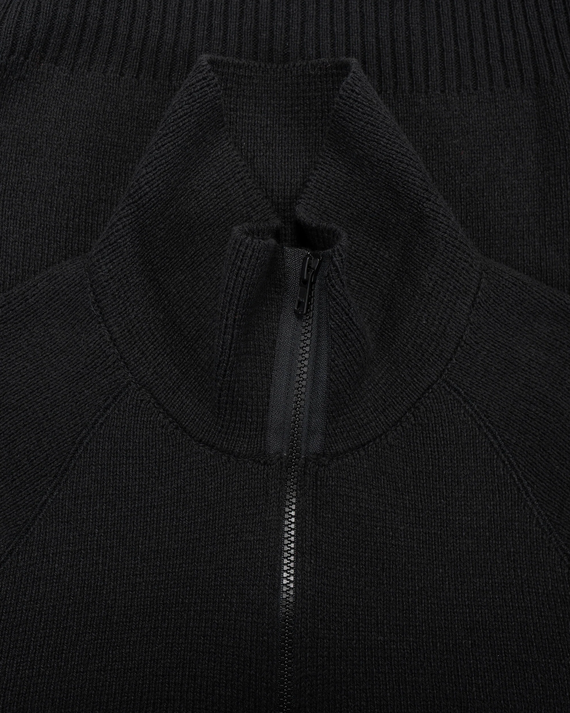 Margaret Howell Zip Up Polo Jumper Wool Cotton Black - Image 6