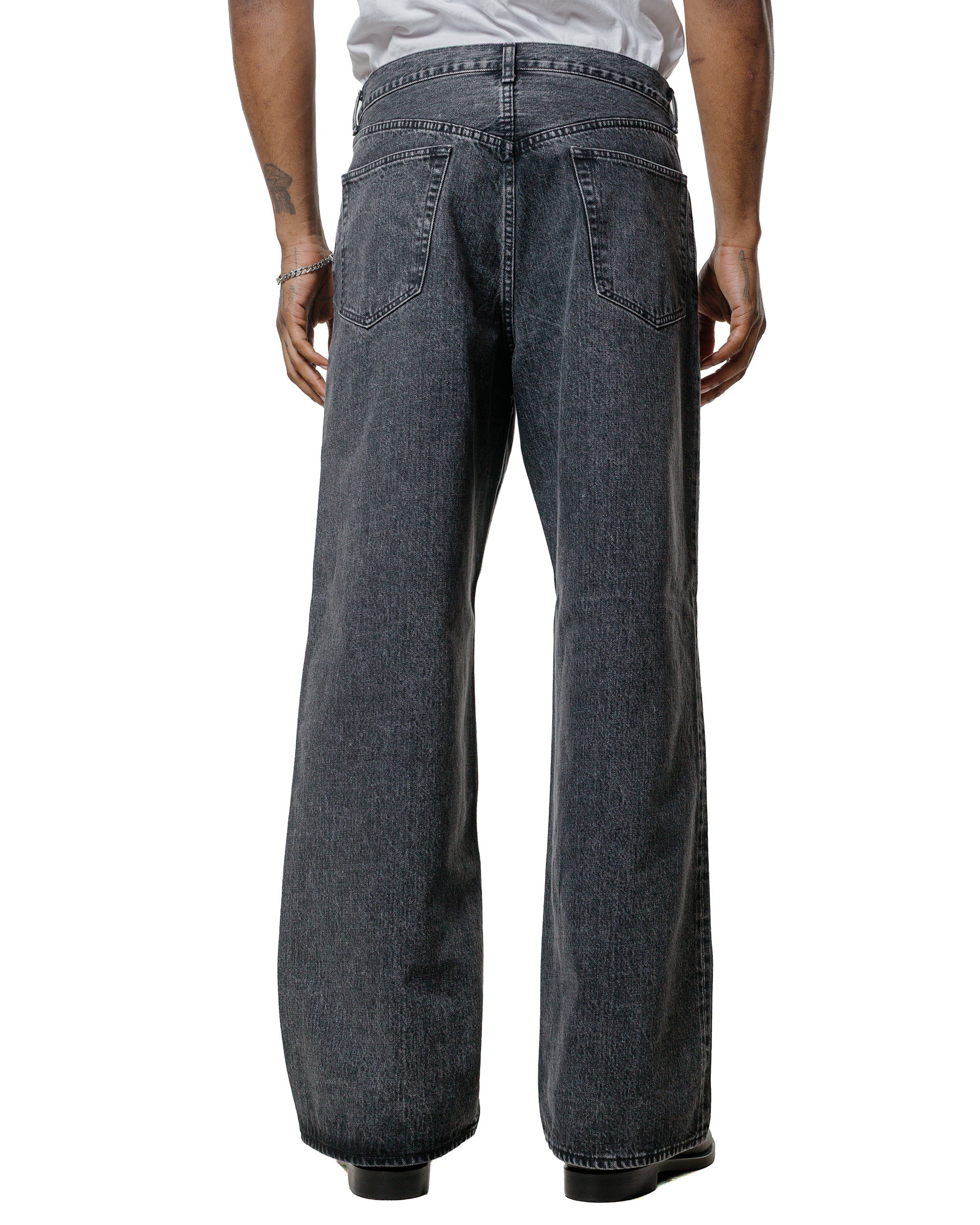 marka Wide Leg Jeans Organic Cotton 13.5oz Selvedge Denim Faded Black - Image 3