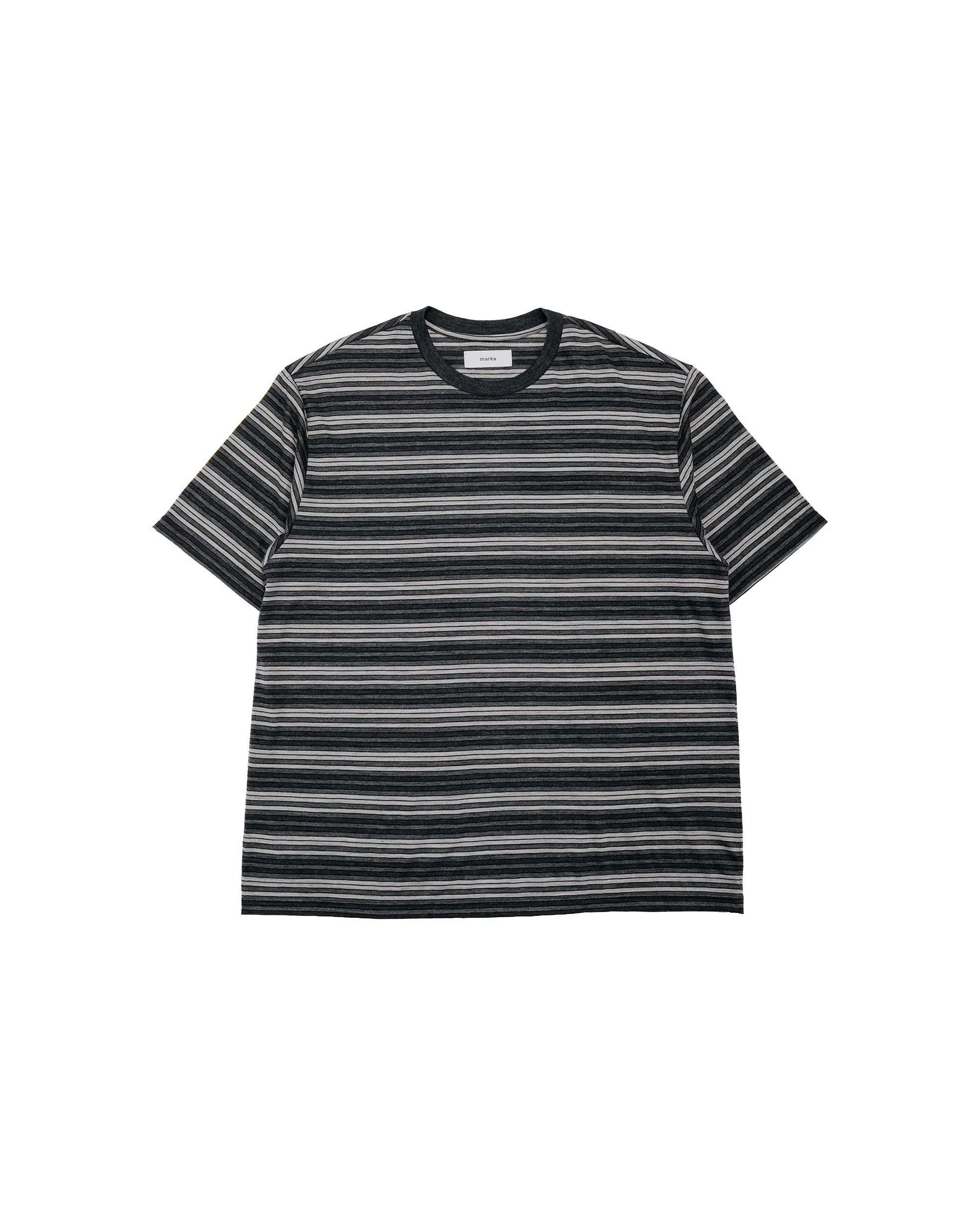 marka Crew Neck Tee Super120s Washable Wool Jersey Gray Border