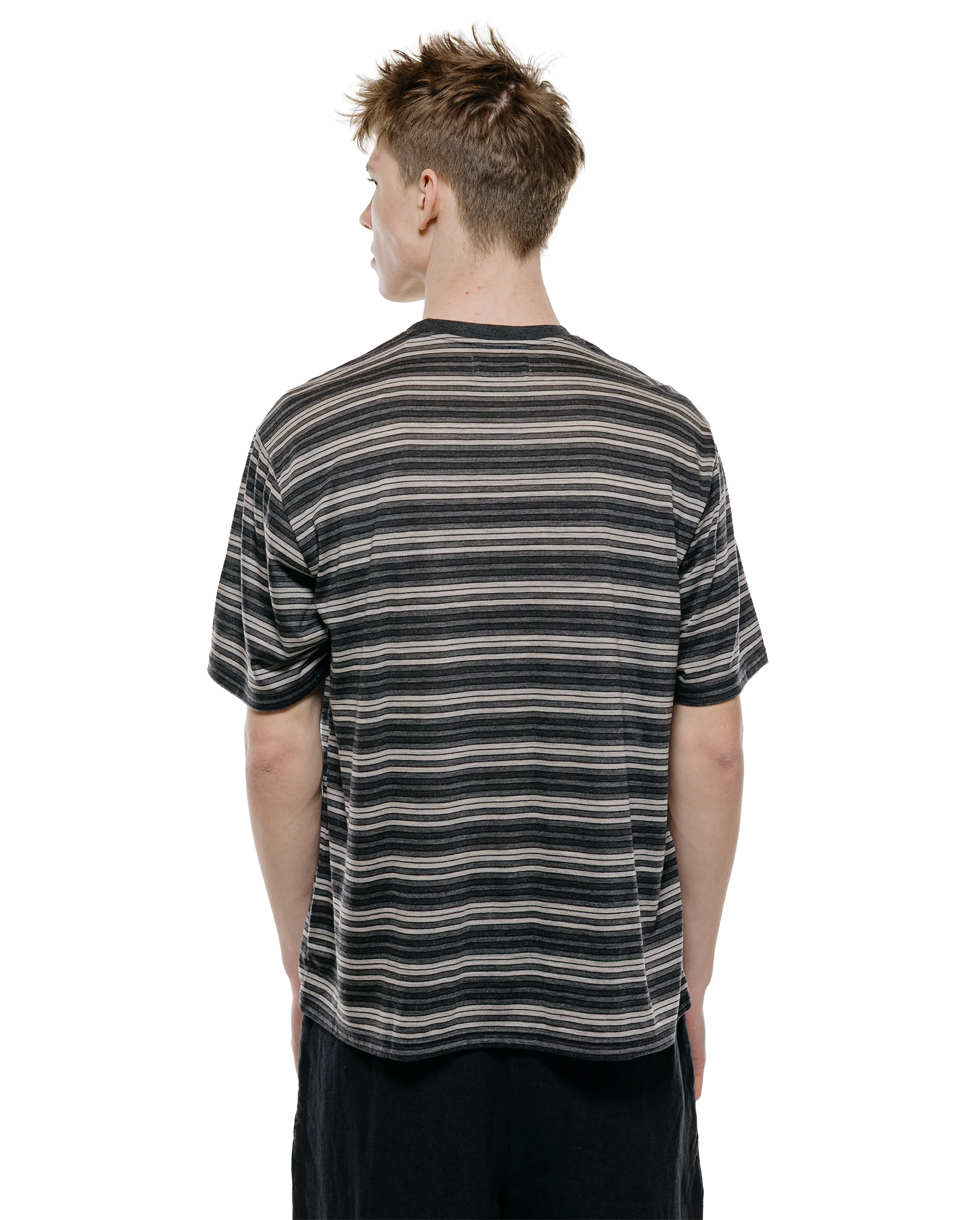 marka Crew Neck Tee Super120s Washable Wool Jersey Gray Border - Image 3