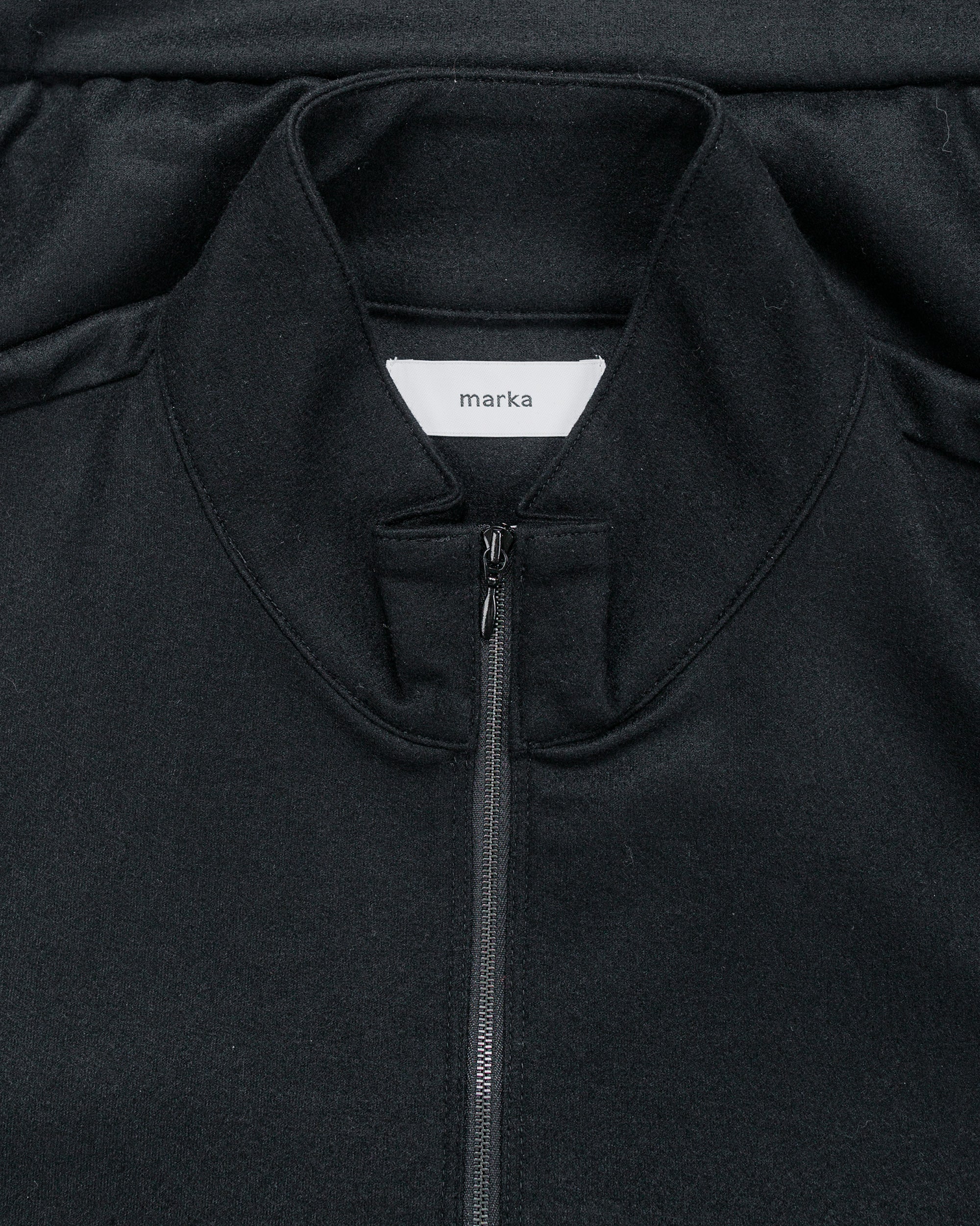 marka Half Zip Stand Collar Super 140s Wool Knit Black - Image 5