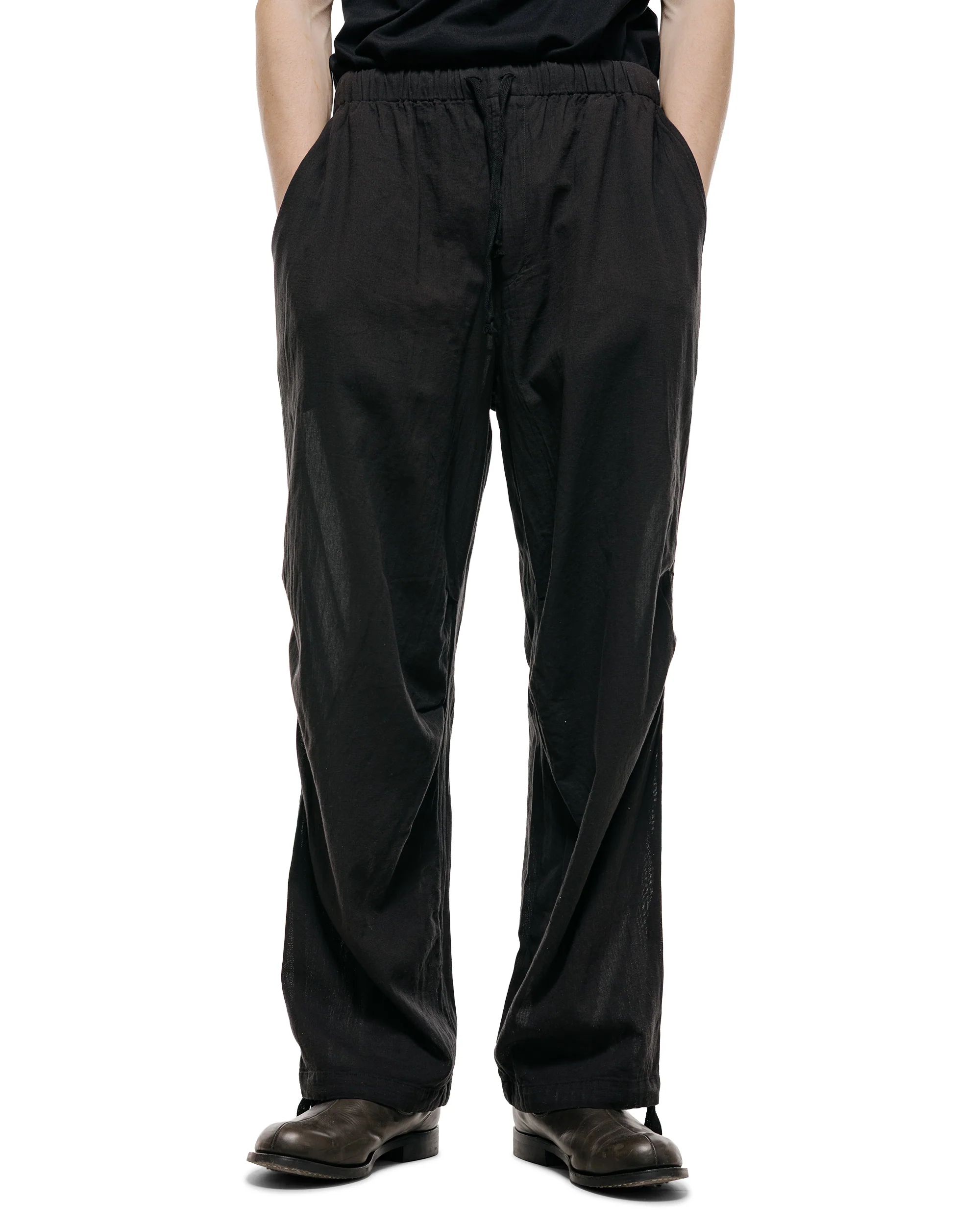 marka Knee Tuck Pants High Twisted Dobby Cloth Black - Image 2