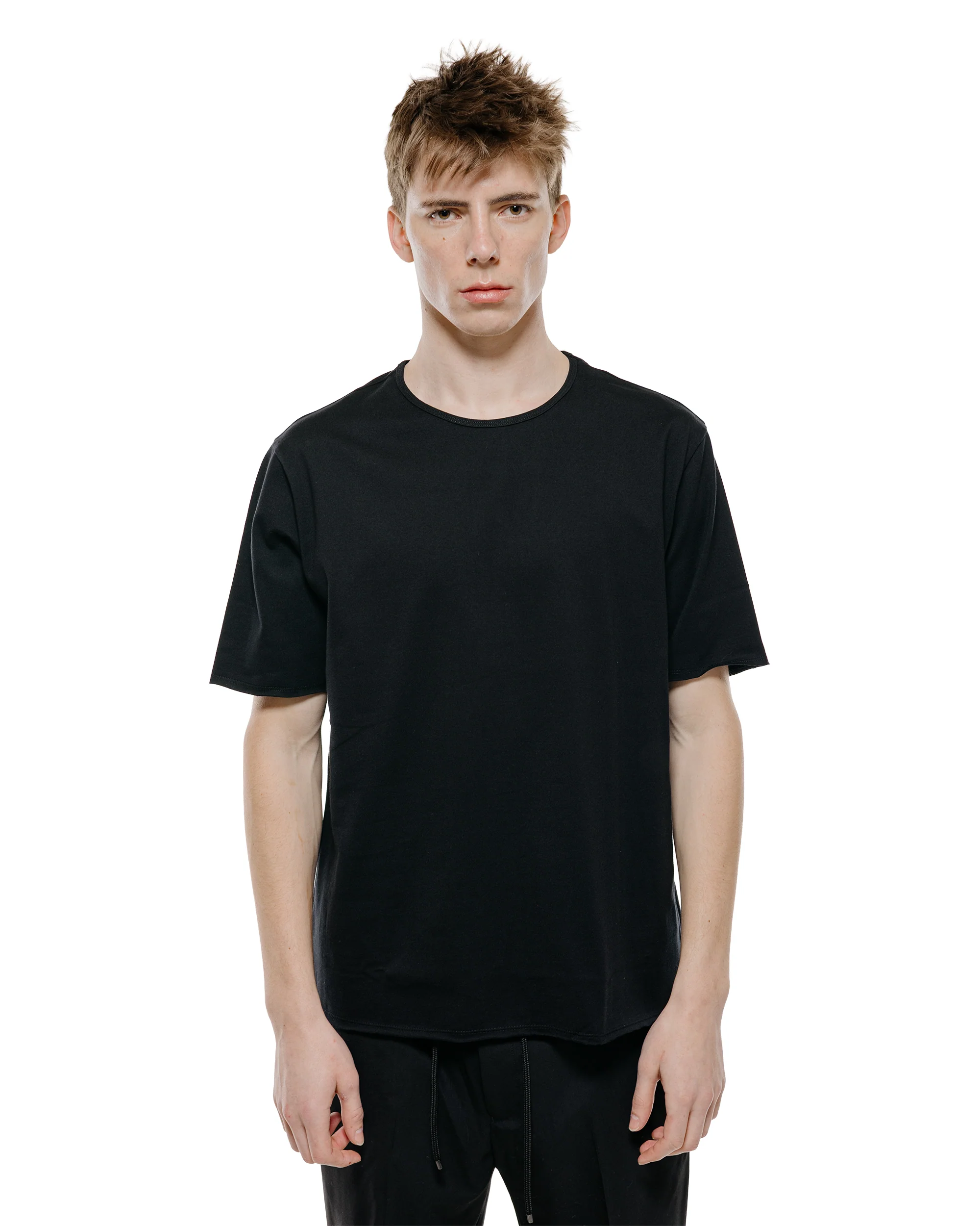 marka Narrow Piping Tee 40/2 Organic Cotton Knit Black - Image 2
