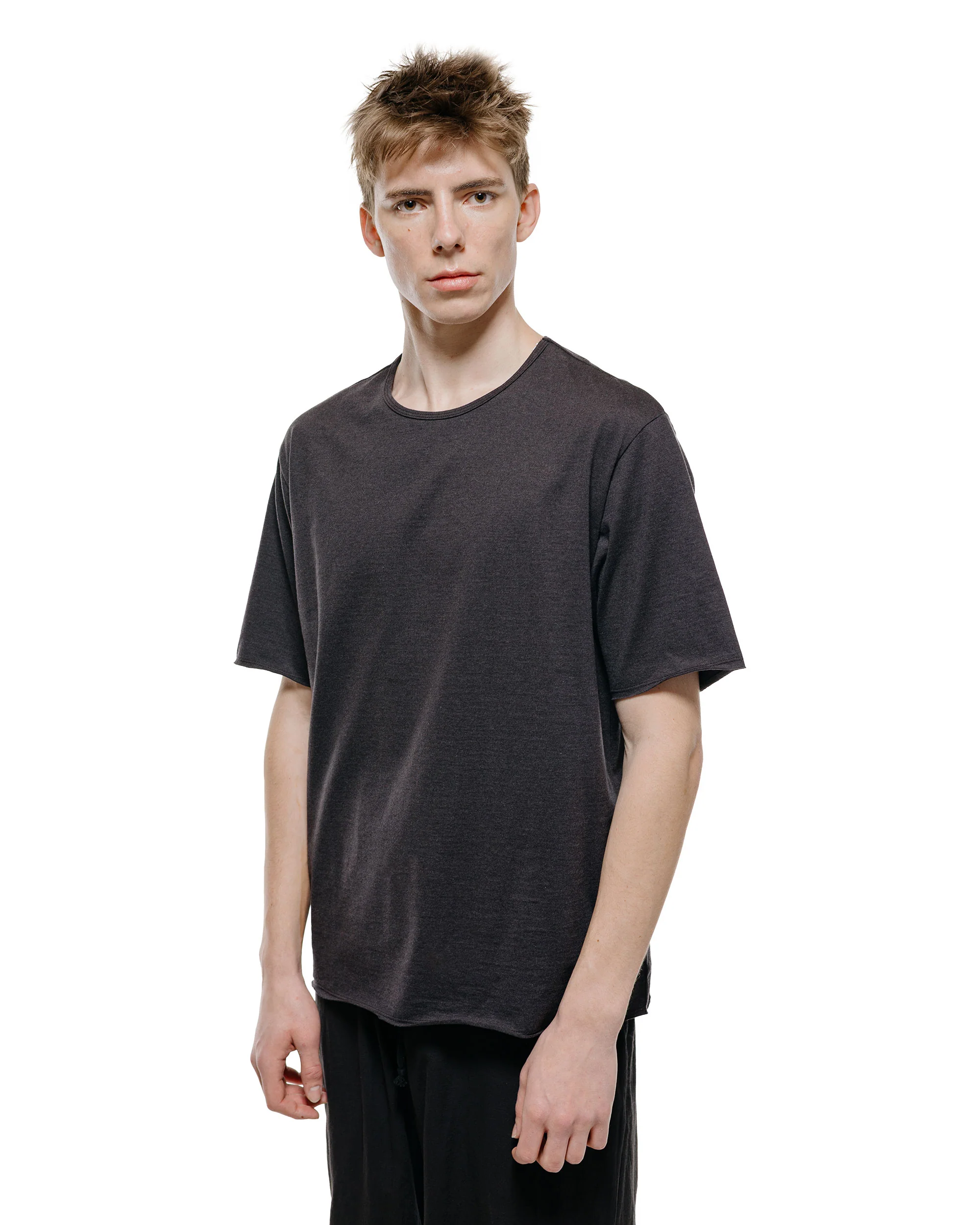 marka Narrow Piping Tee 40/2 Organic Cotton Knit Heather Black - Image 2