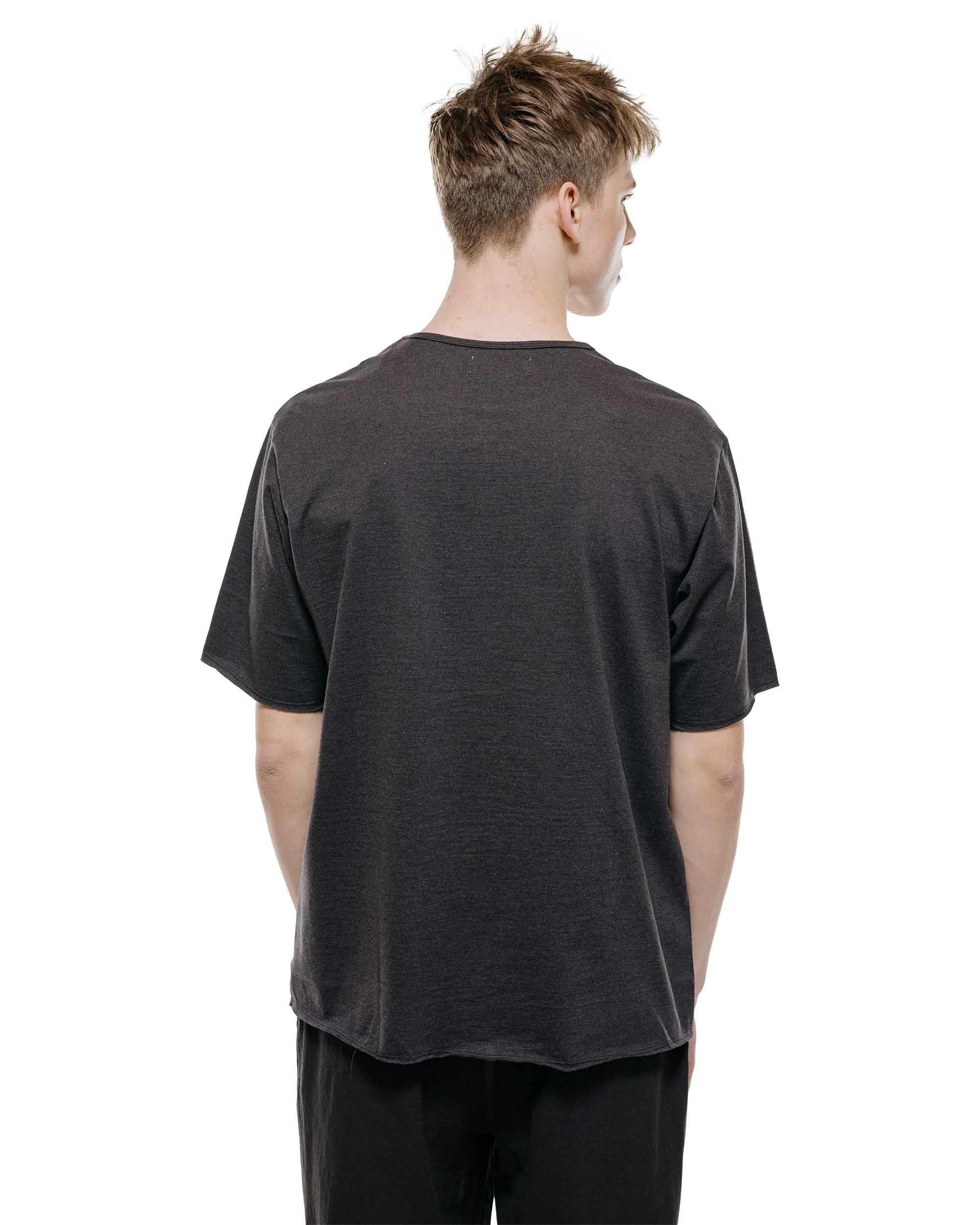 marka Narrow Piping Tee 40/2 Organic Cotton Knit Heather Black - Image 3