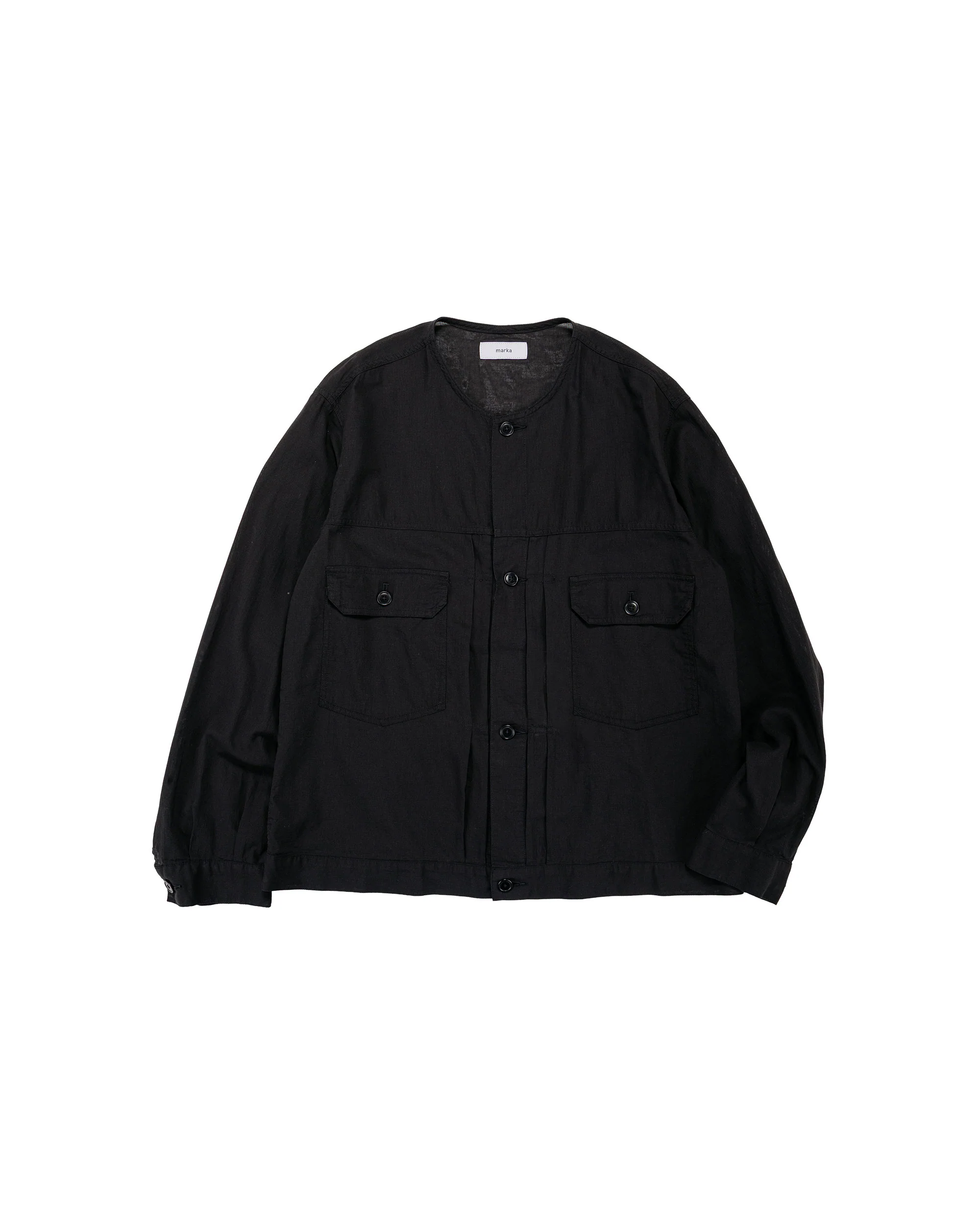 marka No Collar Tracker Jacket High Twisted Dobby Cloth Black