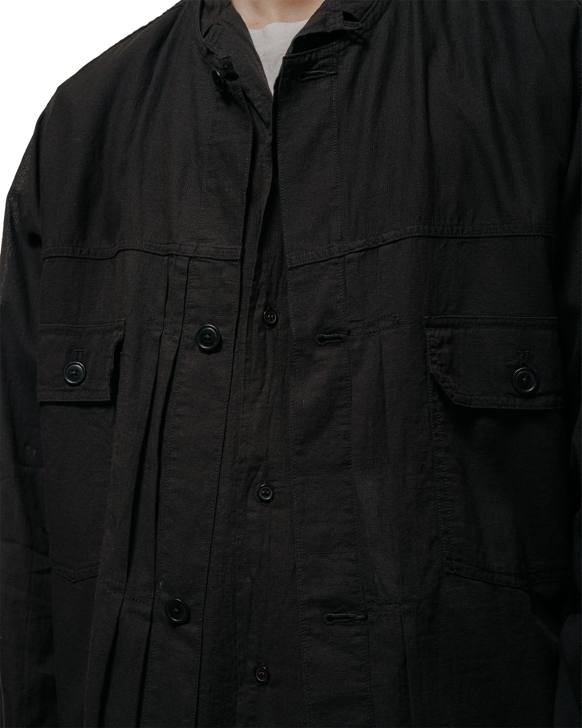 marka No Collar Tracker Jacket High Twisted Dobby Cloth Black - Image 3
